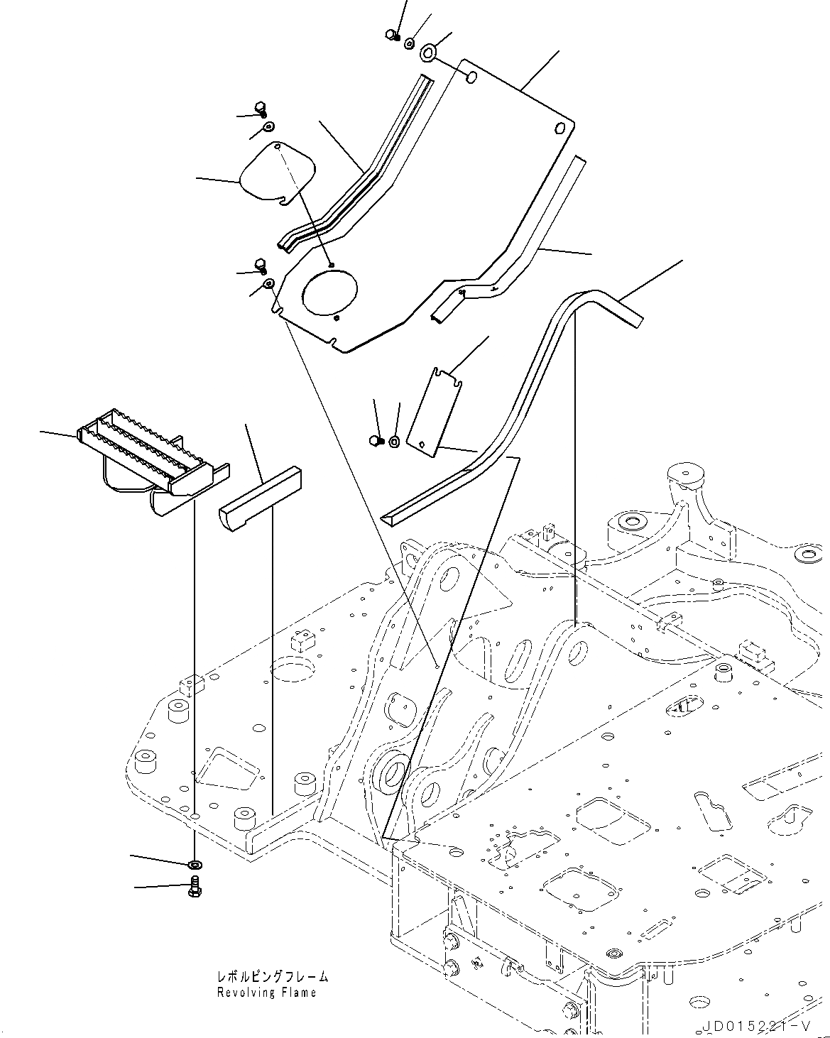 Схема запчастей Komatsu PC78UU-8 - ПЕРЕДН. COVER, СТУПЕНИ И ПОРУЧНИ(№-) ПЕРЕДН. COVER, С -ДОПОЛН. АКТУАТОР ТРУБЫ