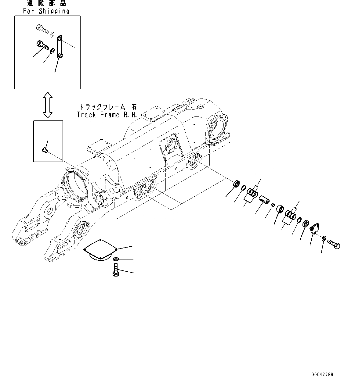 Схема запчастей Komatsu D275A-5R - ГУСЕНИЧНАЯ РАМА, CARTRIDGE ПАЛЕЦ, ПРАВ. (/) (№-8) ГУСЕНИЧНАЯ РАМА, С ЗАЩИТА ОПОРНЫХ КАТКОВ