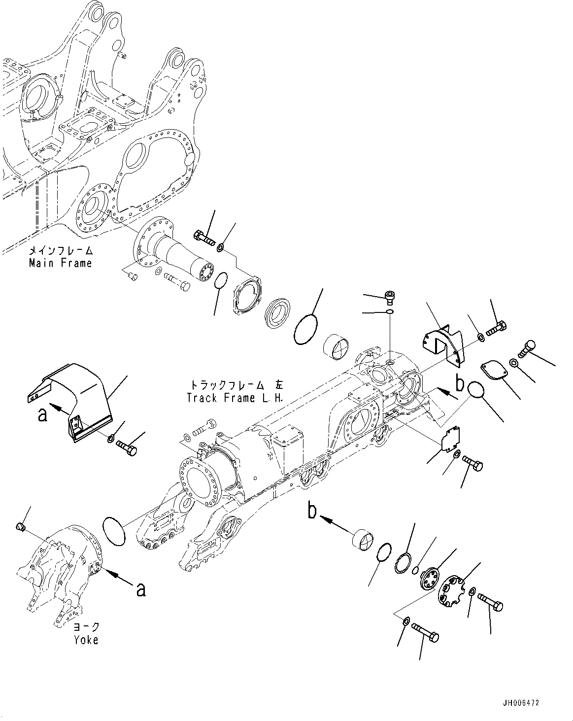 Схема запчастей Komatsu D275A-5R - ГУСЕНИЧНАЯ РАМА, COVER, ЛЕВ. (№9-) ГУСЕНИЧНАЯ РАМА, С ПОЛН. LENGTH ЗАЩИТА ОПОРНЫХ КАТКОВ