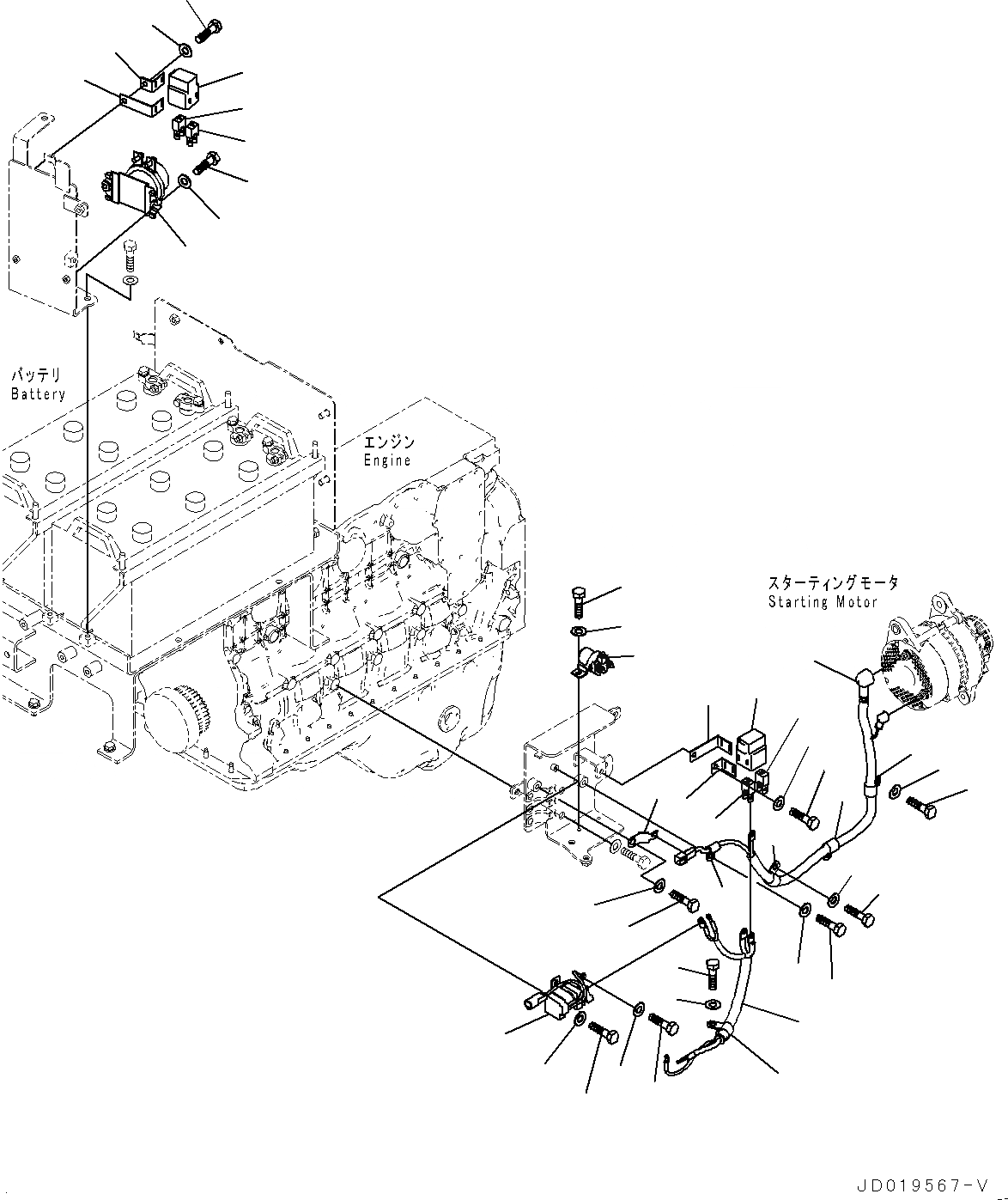 Схема запчастей Komatsu GD555-5 - КОРПУС АККУМУЛЯТОРА, РЕЛЕ И ПРЕДОХРАНИТЕЛИ (№-) КОРПУС АККУМУЛЯТОРА, С AMP. ГЕНЕРАТОР