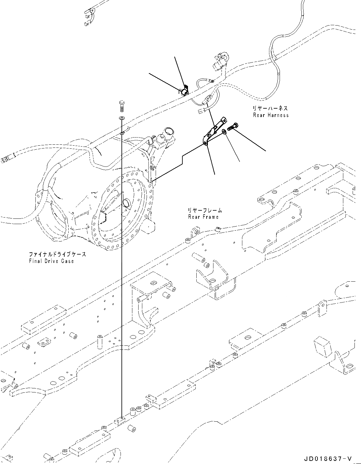 Схема запчастей Komatsu GD555-5 - ЗАДН. ПРОВОДКА, бЛОК. ДИФФЕРЕНЦИАЛА ПРОВОДКА (№-) ЗАДН. ПРОВОДКА