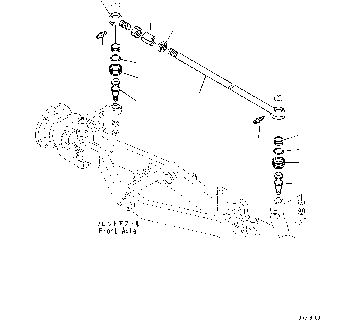 Схема запчастей Komatsu GD555-5 - ПЕРЕДНИЙ МОСТ, ROD (№-) ПЕРЕДНИЙ МОСТ, БЕЗ ЦИЛИНДР РУЛЕВ. УПР-Я ЧАСТИ КОРПУСА