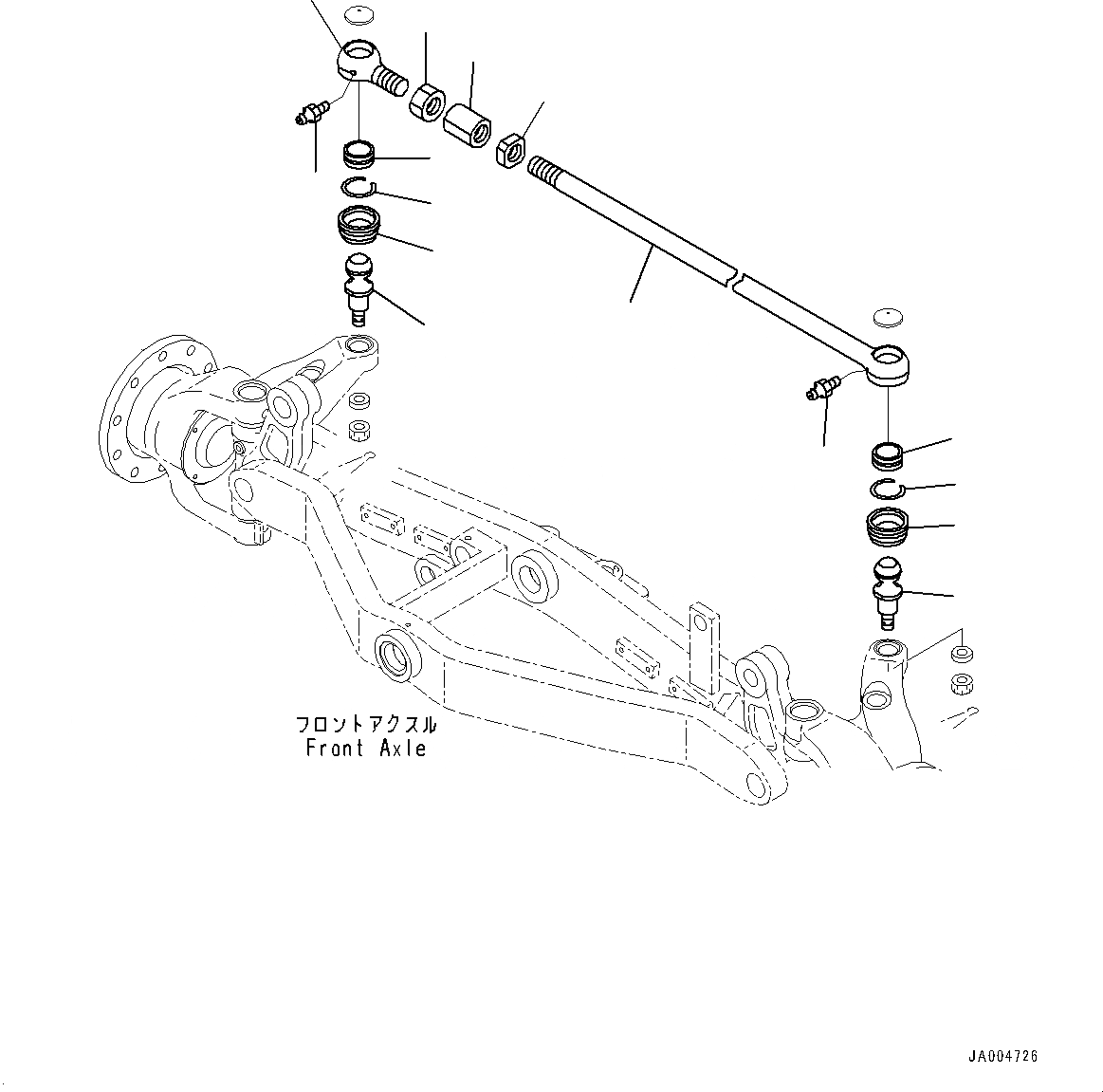 Схема запчастей Komatsu GD555-5 - ПЕРЕДНИЙ МОСТ, ROD (№-) ПЕРЕДНИЙ МОСТ, С ЦИЛИНДР РУЛЕВ. УПР-Я ЧАСТИ КОРПУСА