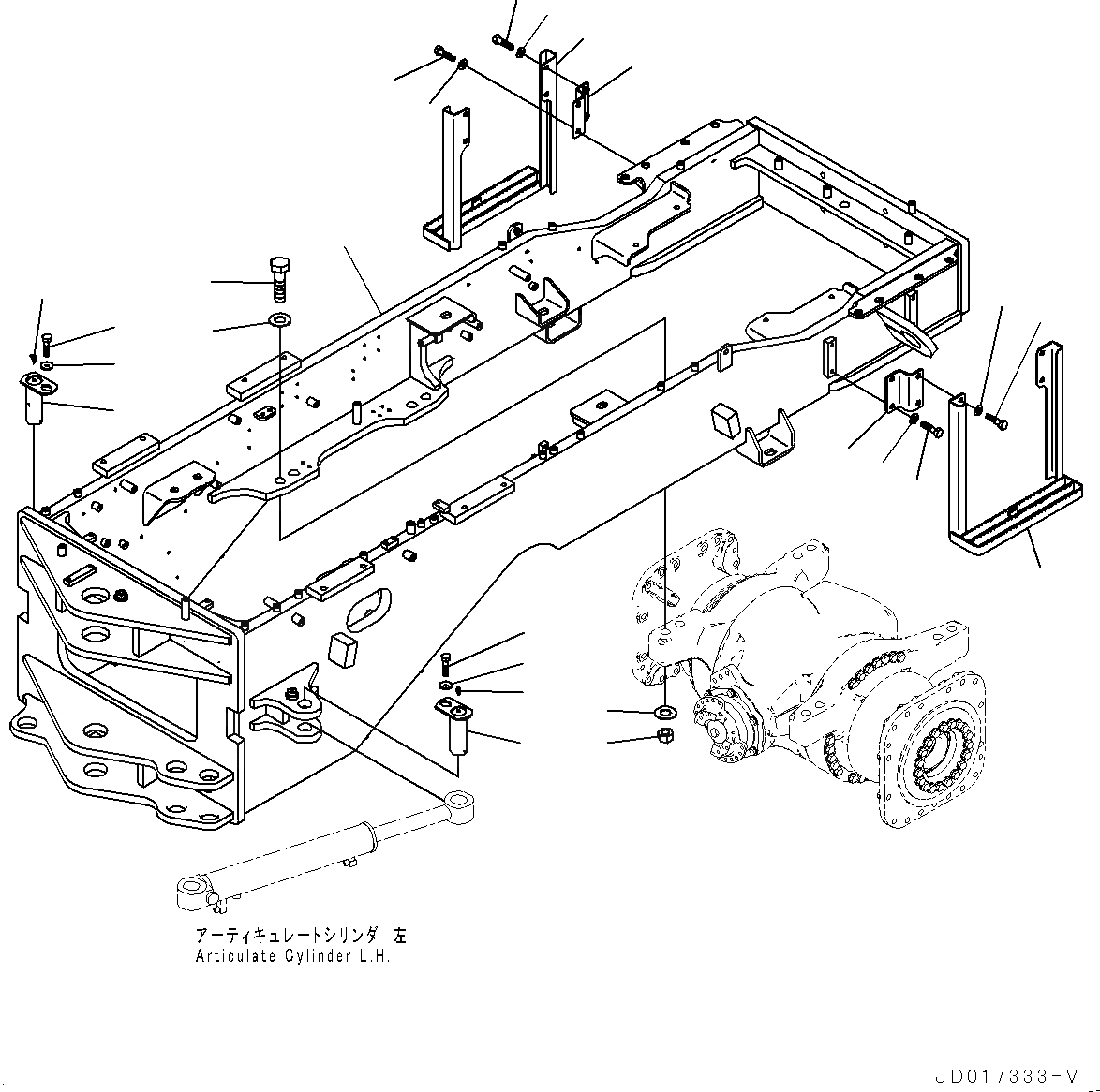 Схема запчастей Komatsu GD555-5 - ЗАДН. РАМА (№-) ЗАДН. РАМА, С НАКАЧИВАНИЕ ШИН КОМПЛЕКТ