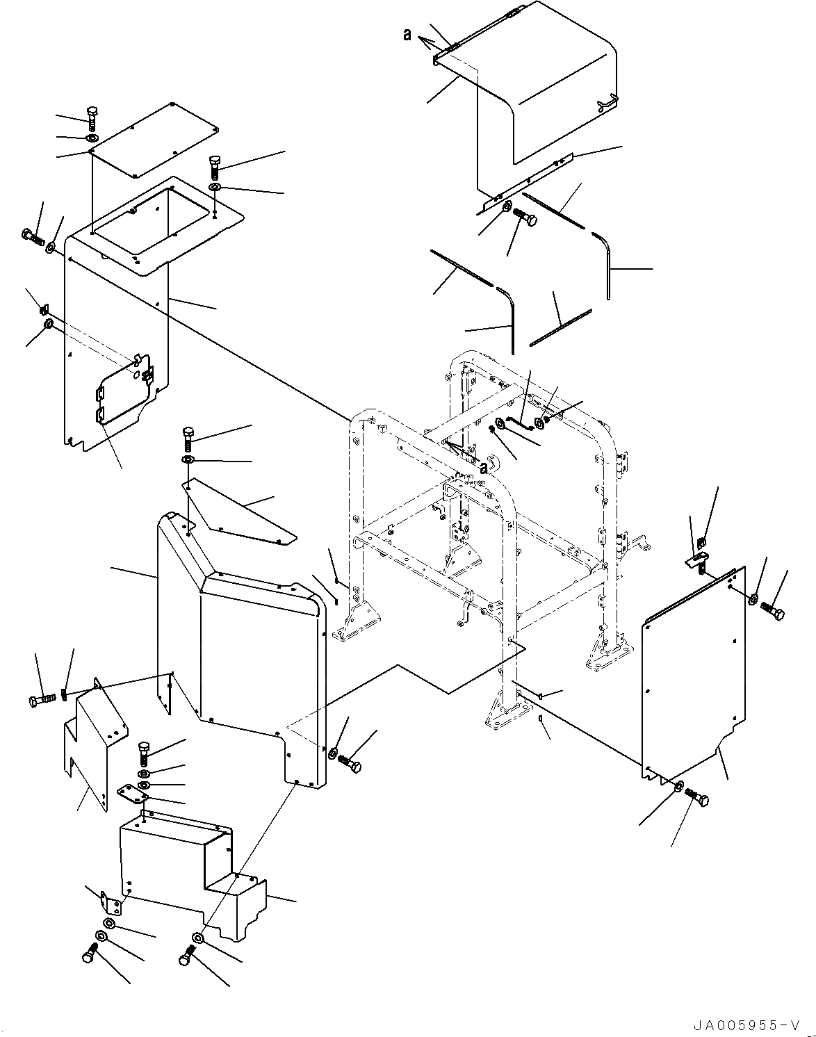 Схема запчастей Komatsu GD555-5 - КАПОТ, КРЫШКА ГОЛОВКИ (№-) КАПОТ, ДЛЯ INDIA CMVR REGULATION ARRANGEMENT