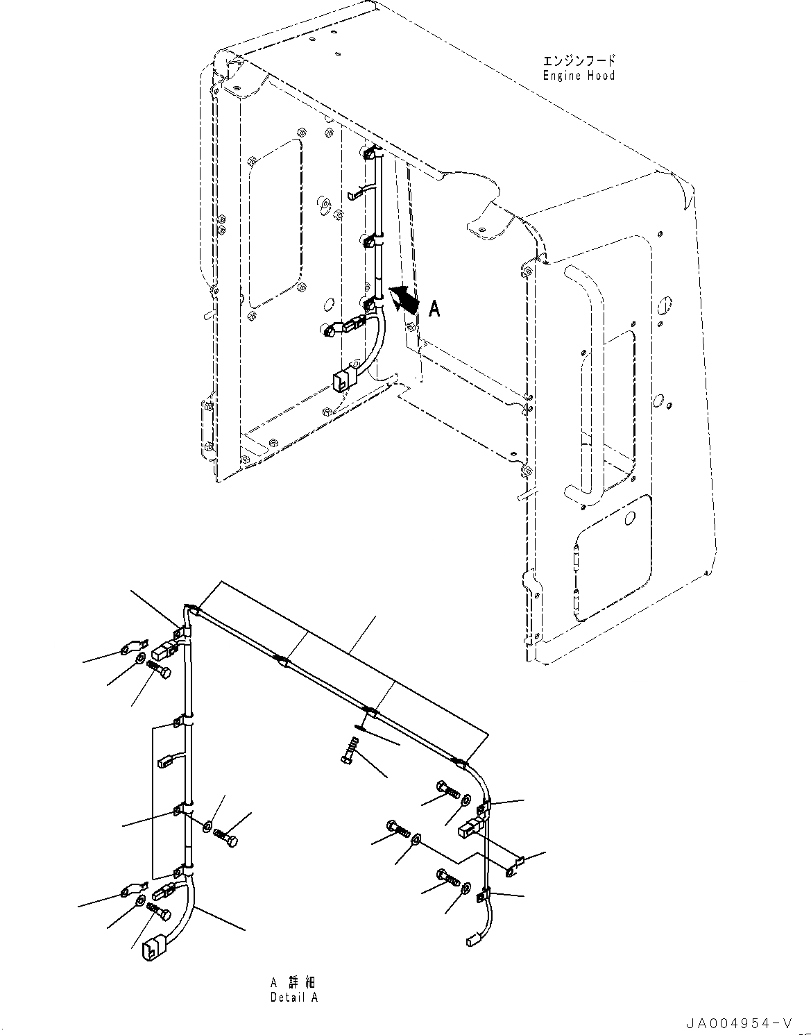 Схема запчастей Komatsu GD555-5 - КАПОТ, ПРОВОДКА (№-) КАПОТ, ДЛЯ INDIA CMVR REGULATION ARRANGEMENT