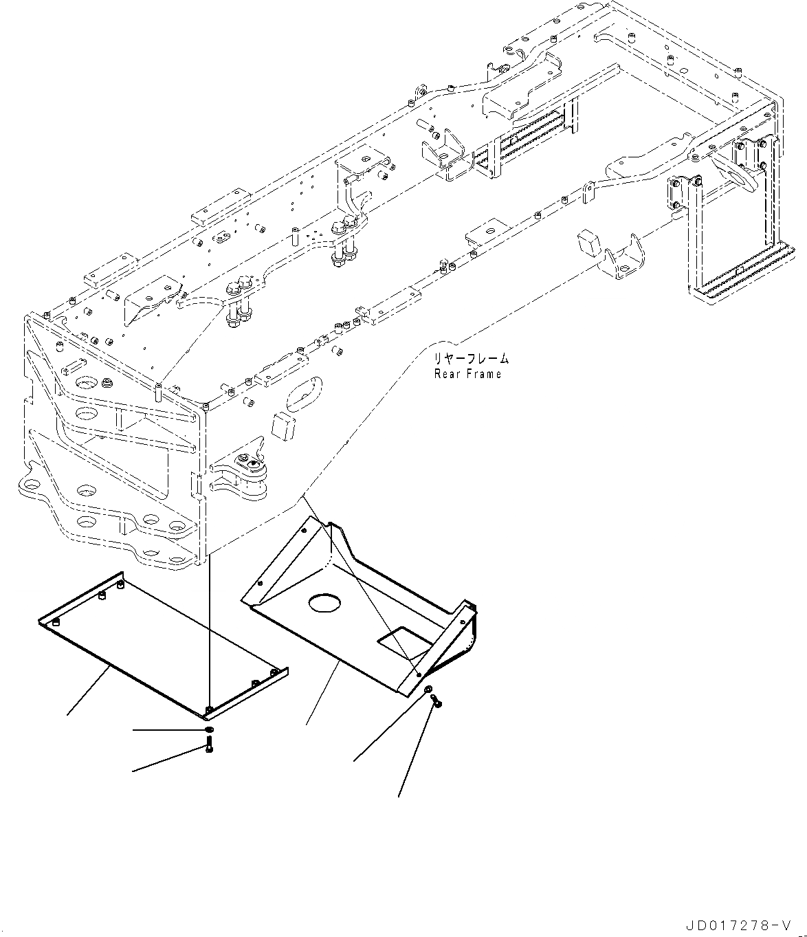 Схема запчастей Komatsu GD555-5 - НИЖН. КРЫШКА (№-) НИЖН. КРЫШКА