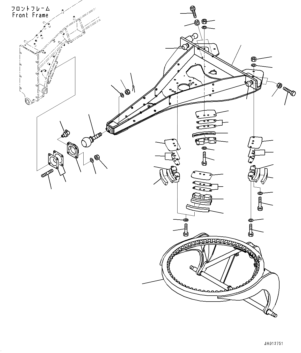 Схема запчастей Komatsu GD555-5 - СЦЕПНОЕ УСТРОЙСТВО И CIRCLE (№-) СЦЕПНОЕ УСТРОЙСТВО И CIRCLE, С CIRCLE GUIDE SHOES