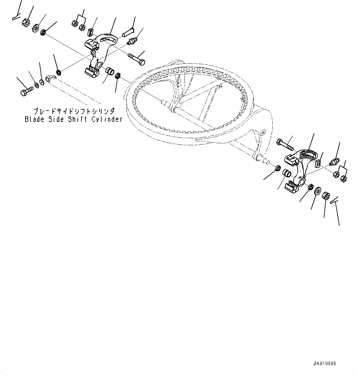 Схема запчастей Komatsu GD555-5 - СЦЕПНОЕ УСТРОЙСТВО И CIRCLE, КОРПУС (№-) СЦЕПНОЕ УСТРОЙСТВО И CIRCLE, С CIRCLE GUIDE SHOES, БЕЗ ОТВАЛ TIP УПРАВЛ-Е