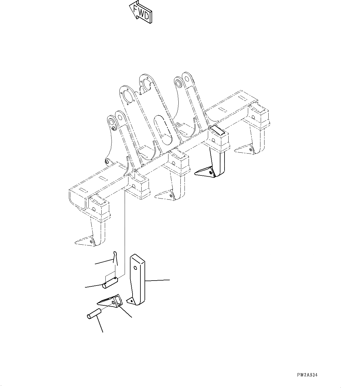 Схема запчастей Komatsu GD555-5 - РЫХЛИТЕЛЬ SHANK (№-) РЫХЛИТЕЛЬ SHANK