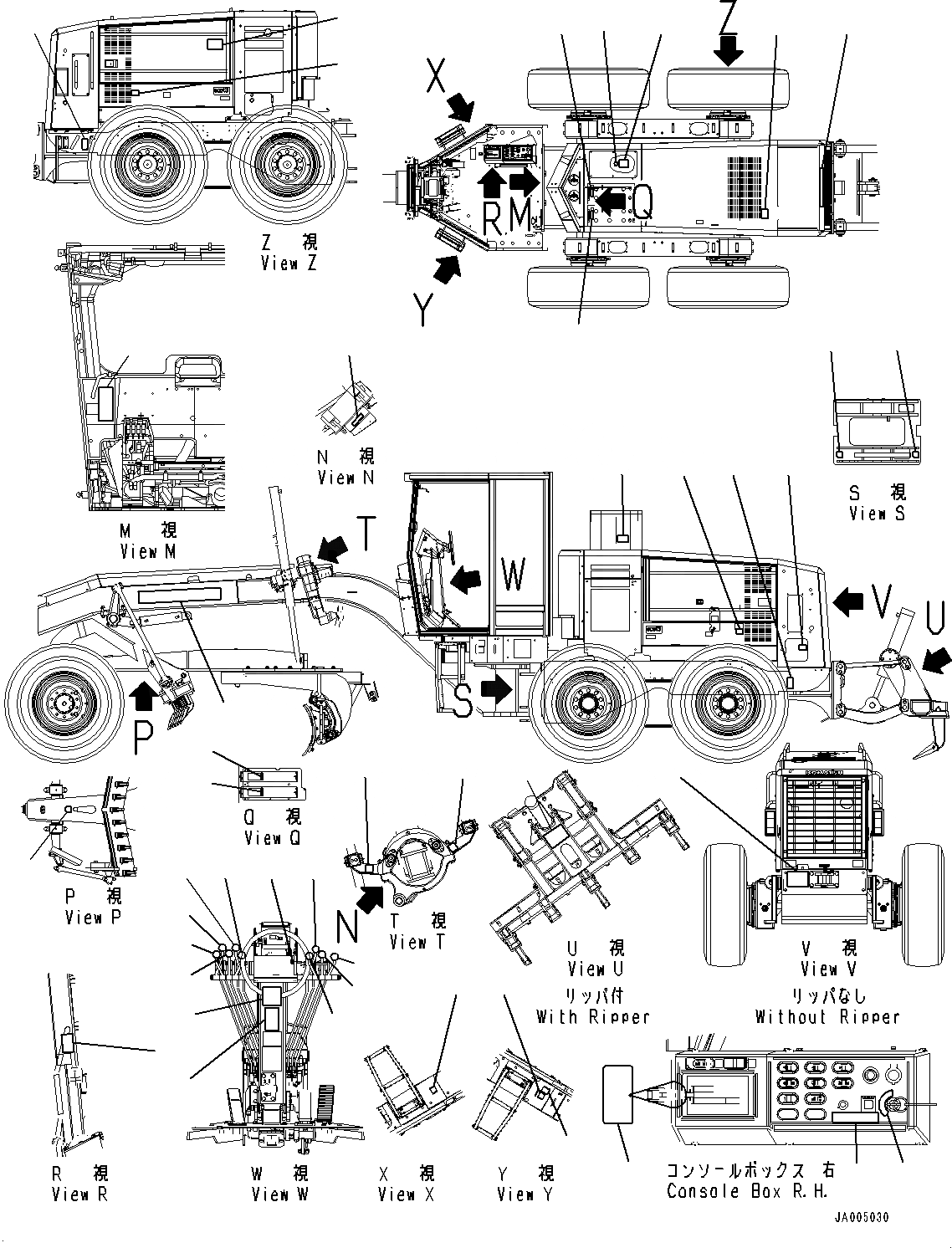 Схема запчастей Komatsu GD555-5 - МАРКИРОВКА, (/) (№-) МАРКИРОВКА, АНГЛ., PICTORIAL ТИП