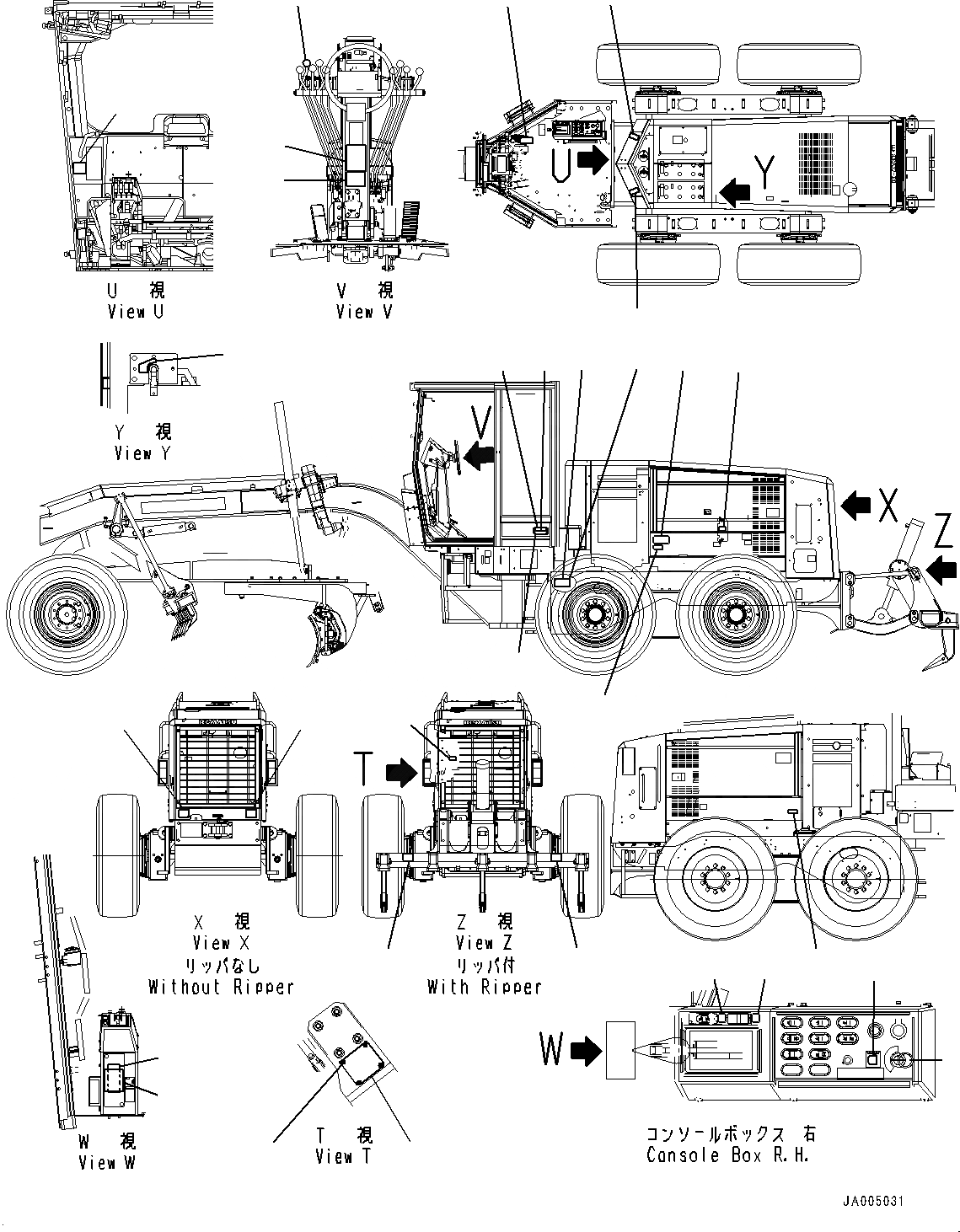 Схема запчастей Komatsu GD555-5 - МАРКИРОВКА, (/) (№-) МАРКИРОВКА, АНГЛ., PICTORIAL ТИП