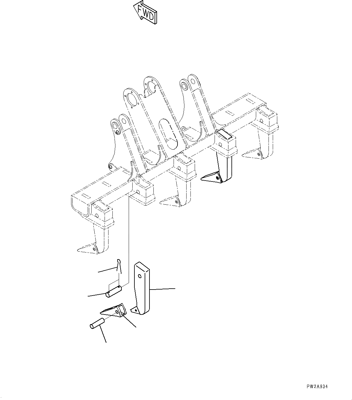 Схема запчастей Komatsu GD655-5 - РЫХЛИТЕЛЬ SHANK (№-) РЫХЛИТЕЛЬ SHANK