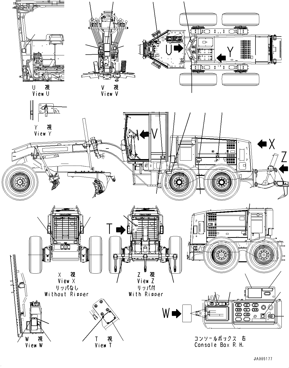 Схема запчастей Komatsu GD655-5 - МАРКИРОВКА, (/) (№-) МАРКИРОВКА, АНГЛ., TEXT ТИП