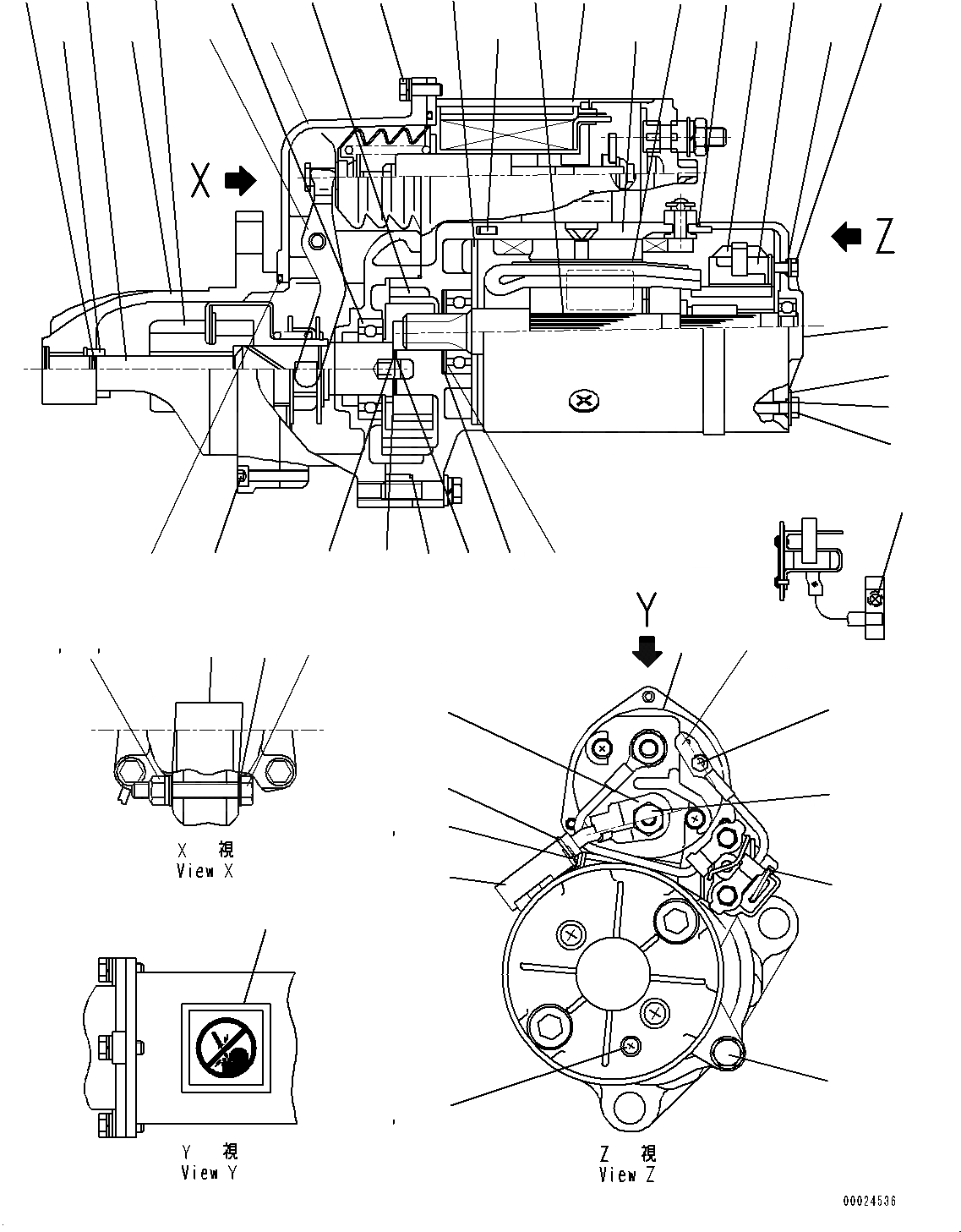 Схема запчастей Komatsu SAA6D140E-5AH - СТАРТЕР, ВНУТР. ЧАСТИ (№-) СТАРТЕР, KW