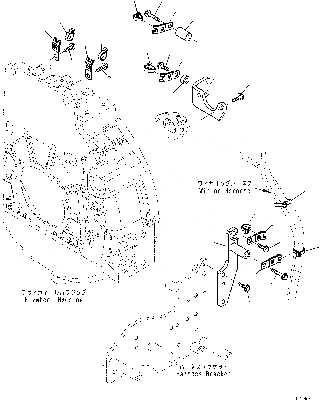 Схема запчастей Komatsu SAA6D140E-5AH - ПРОВОДКА, (/) (№-) ПРОВОДКА, 9AMP