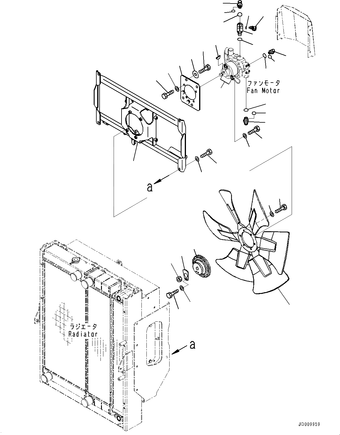 Схема запчастей Komatsu WA380-6 - РАДИАТОР, МОТОР ВЕНТИЛЯТОРА КОМПОНЕНТЫ (№99-) РАДИАТОР, БЕЗ КОНДИЦ. ВОЗДУХА