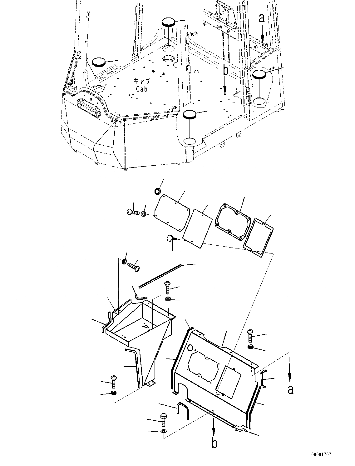 Схема запчастей Komatsu WA380-6 - ЗАДН. КОНСОЛЬ COVER, КРЫШКАAND TRAY (№99-) ЗАДН. КОНСОЛЬ COVER, С PRINTER ТИП ДАТЧИК ВЕСА