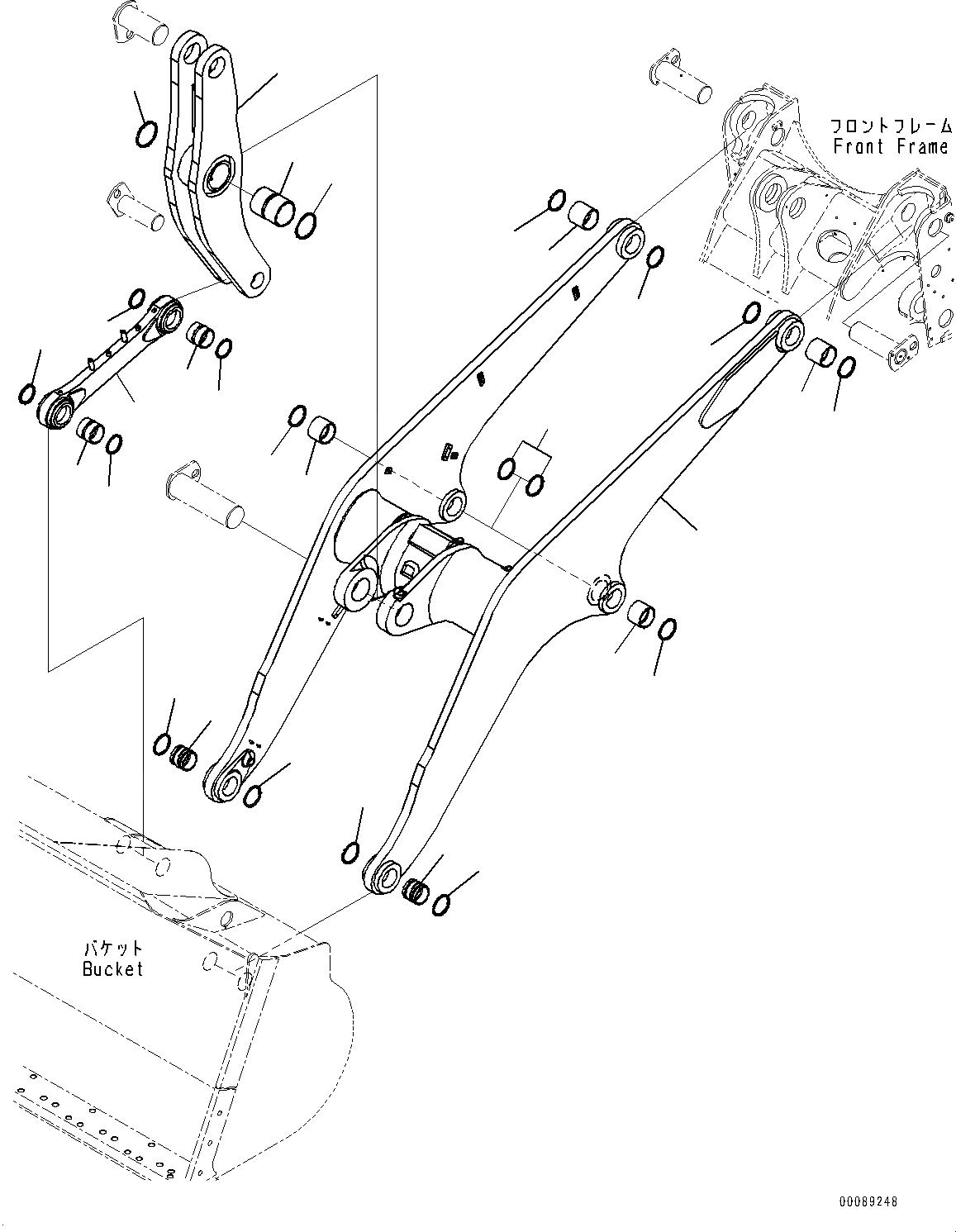 Схема запчастей Komatsu WA380-6 - РУКОЯТЬ И BELL CRANK, СТРЕЛА, BELL CRANK И СОЕДИНИТЕЛЬН. ЗВЕНО (№99-) РУКОЯТЬ И BELL CRANK, ДЛЯ ВЫСОК. ПОДЪЕМА, АВТОМАТИЧ. СМАЗКА СИСТЕМА