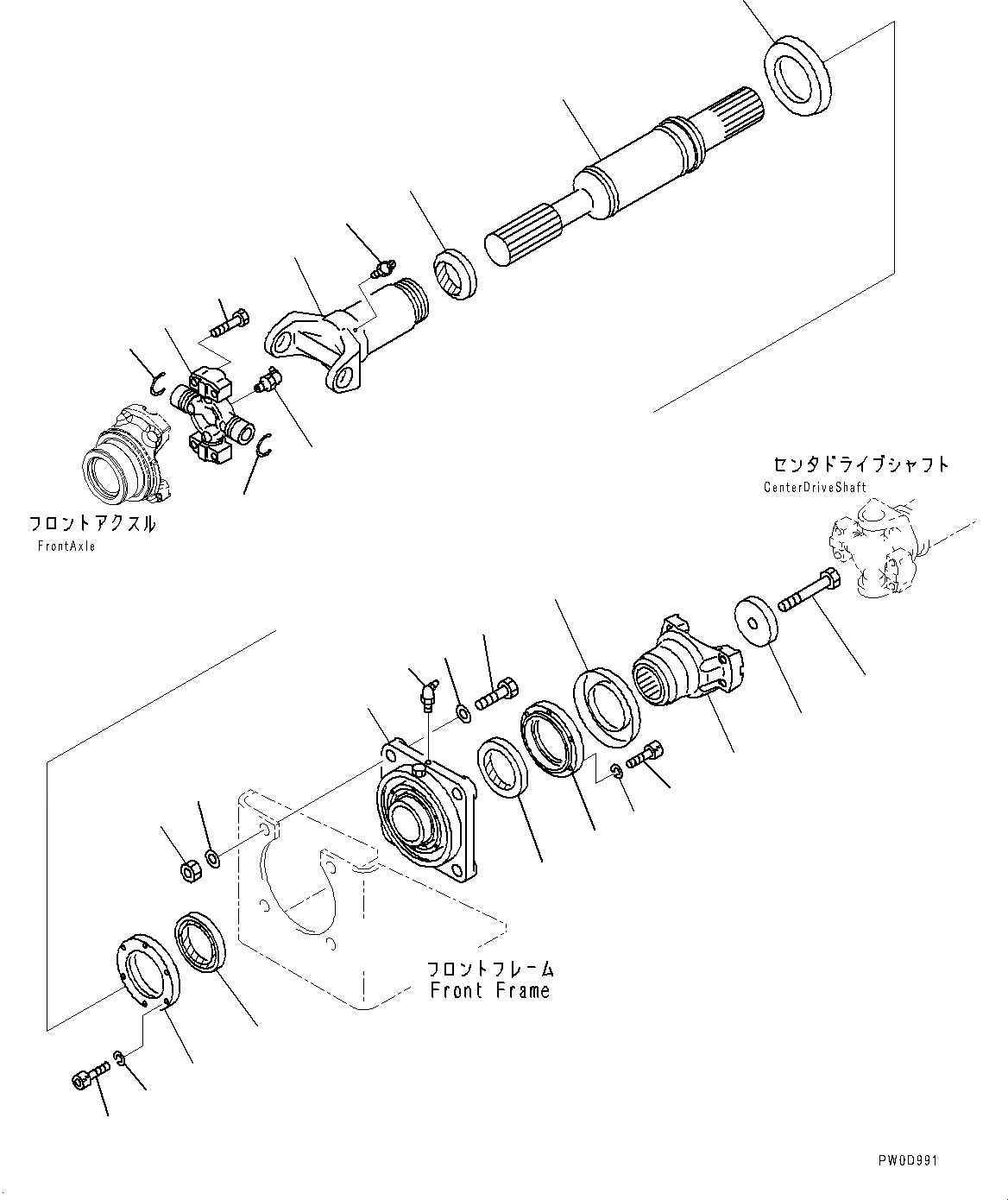 Схема запчастей Komatsu WA380-6 - ВЕДУЩ. ВАЛ, ПЕРЕДН. ВАЛ (№99-) ВЕДУЩ. ВАЛ