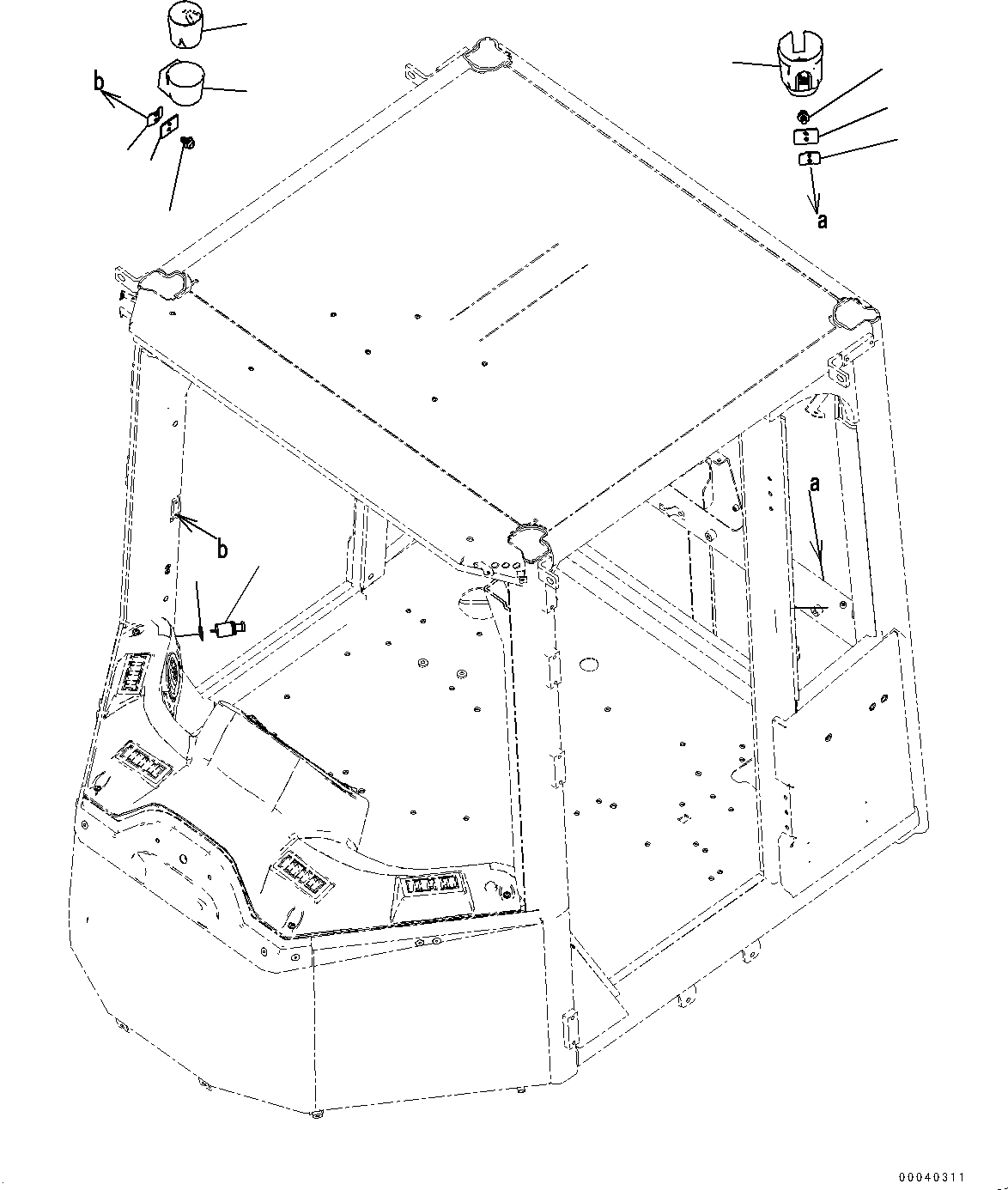 Схема запчастей Komatsu WA380-6 - КАБИНА ROPS, MONOCOQUE ТИП, ПОДСТАКАННИК (№99-) КАБИНА ROPS, MONOCOQUE ТИП