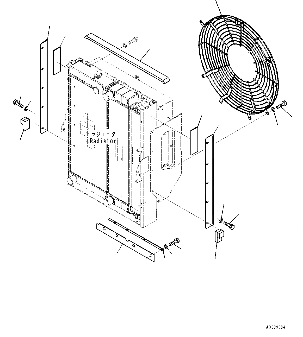 Схема запчастей Komatsu WA380-6 - РАДИАТОР, ЗАЩИТА ВЕНТИЛЯТОРА (№99-) РАДИАТОР, БЕЗ КОНДИЦ. ВОЗДУХА