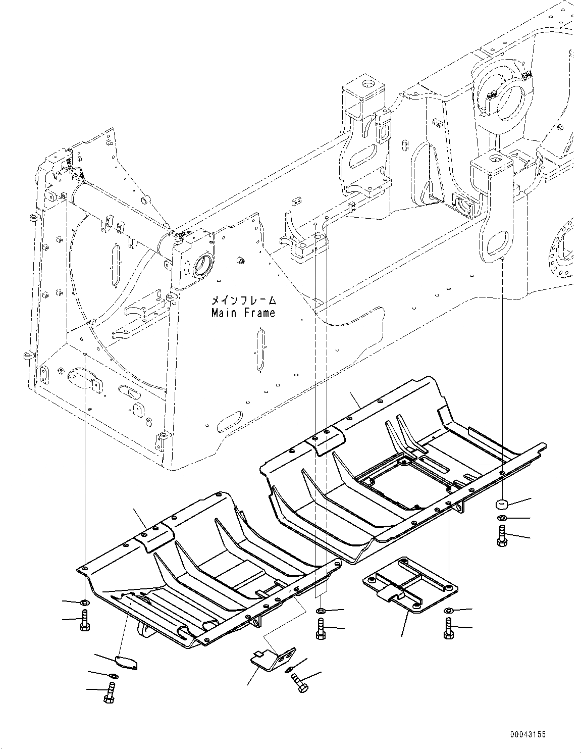 Схема запчастей Komatsu D155AX-6 - НИЖН. ЗАЩИТА (№88-) НИЖН. ЗАЩИТА