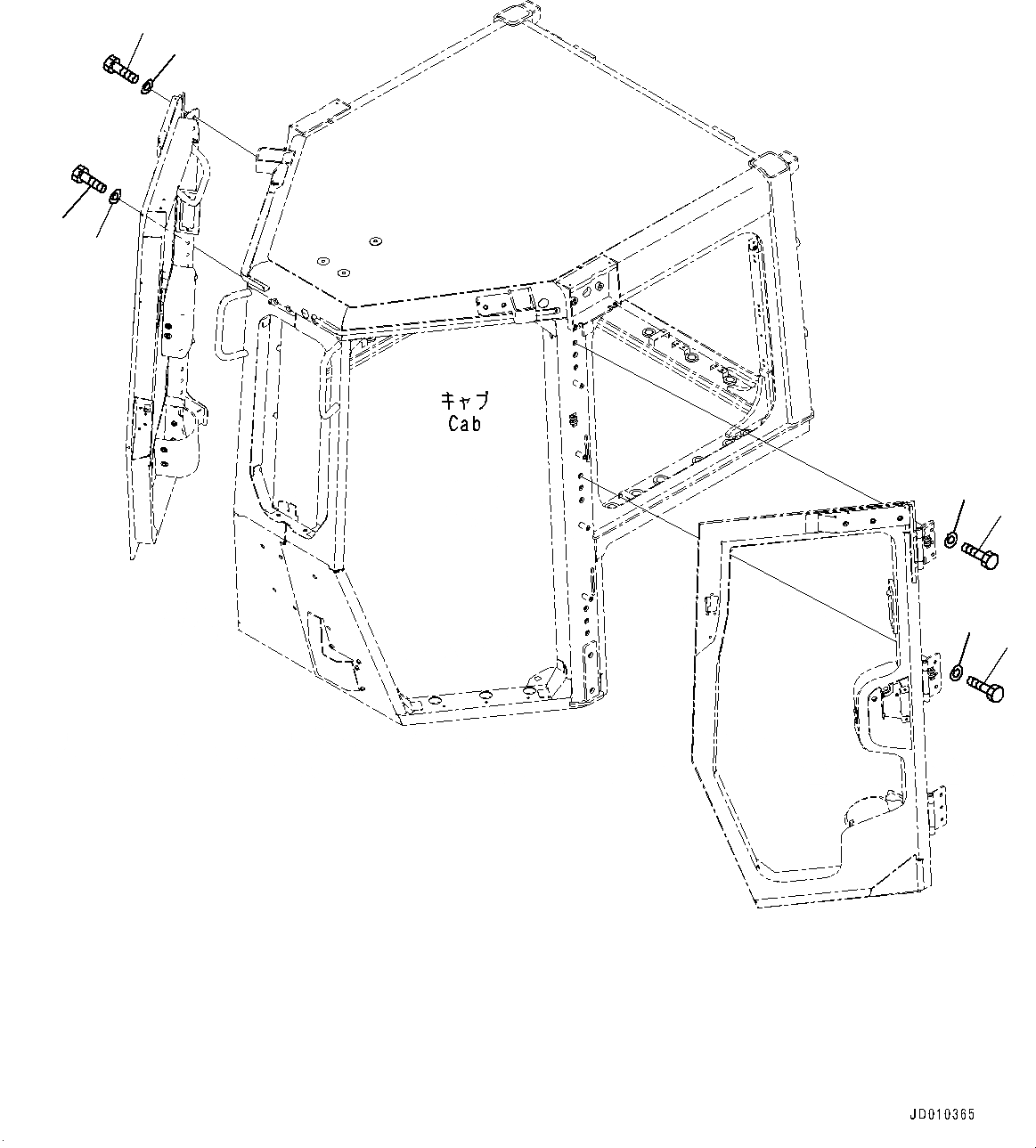 Схема запчастей Komatsu D155AX-6 - КАБИНА, ДВЕРЬ HINGE (№88-) КАБИНА, С AM-FM РАДИО