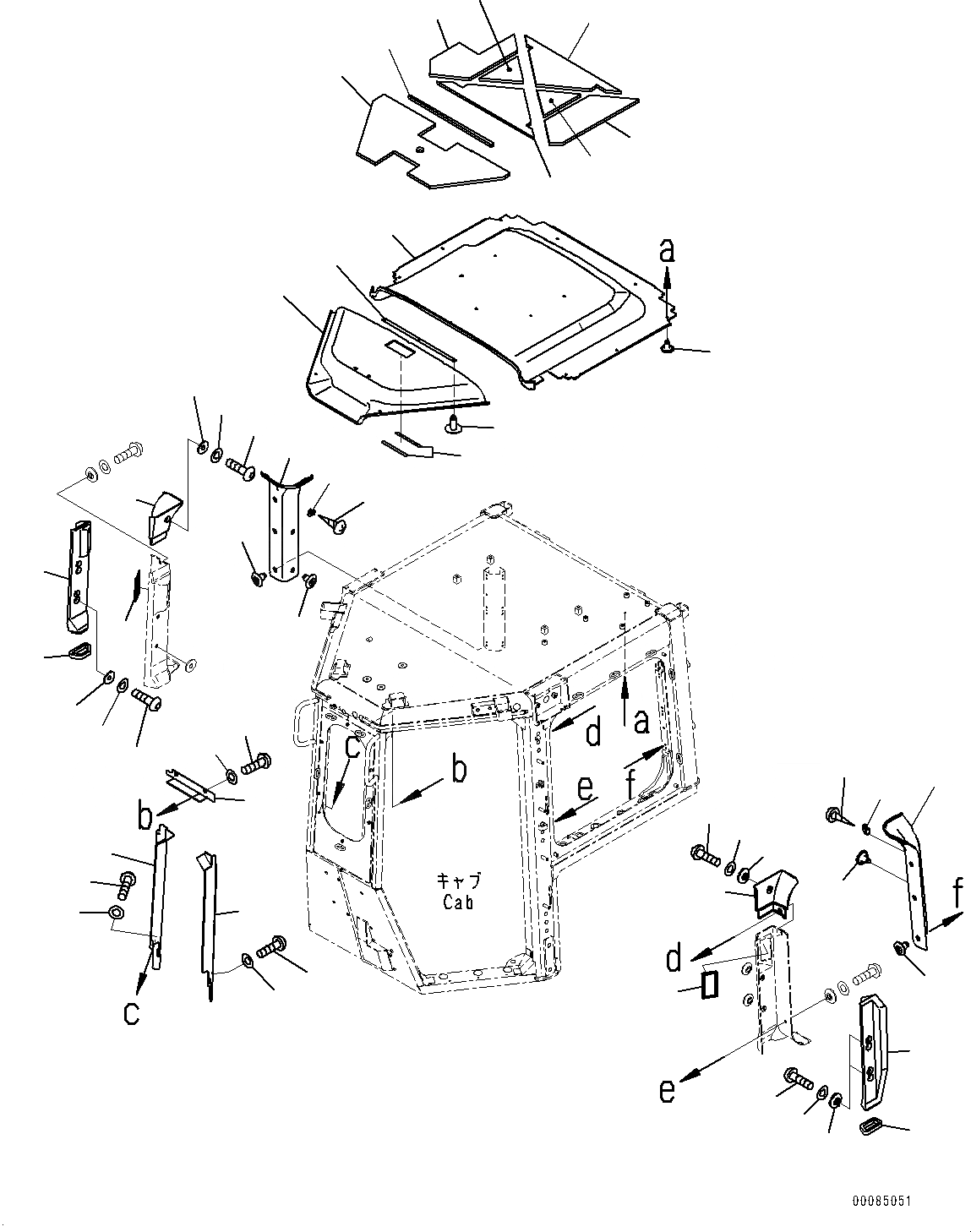 Схема запчастей Komatsu D155AX-6 - КАБИНА, КРЫША КРЫШКА(№88-) КАБИНА, БЕЗ AM-FM РАДИО