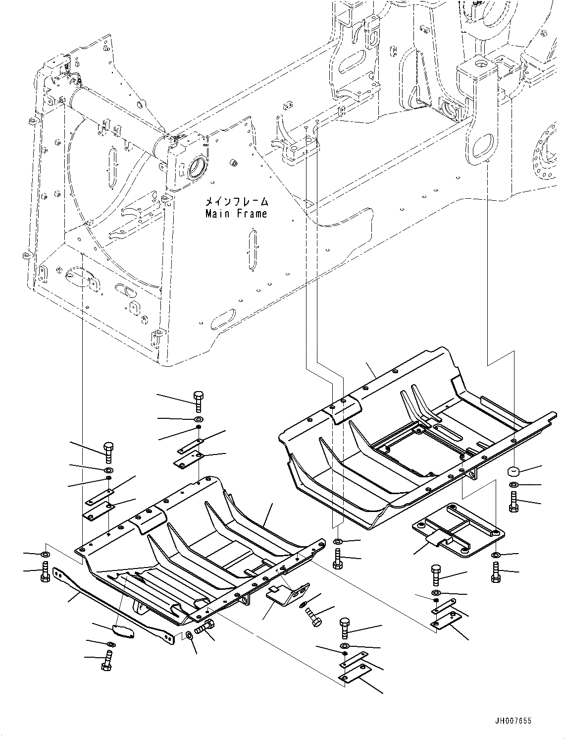 Схема запчастей Komatsu D155AX-6 - НИЖН. ЗАЩИТА (№88-) НИЖН. ЗАЩИТА, CLAYEY SМАСЛ. СПЕЦ-ЯIFICATION