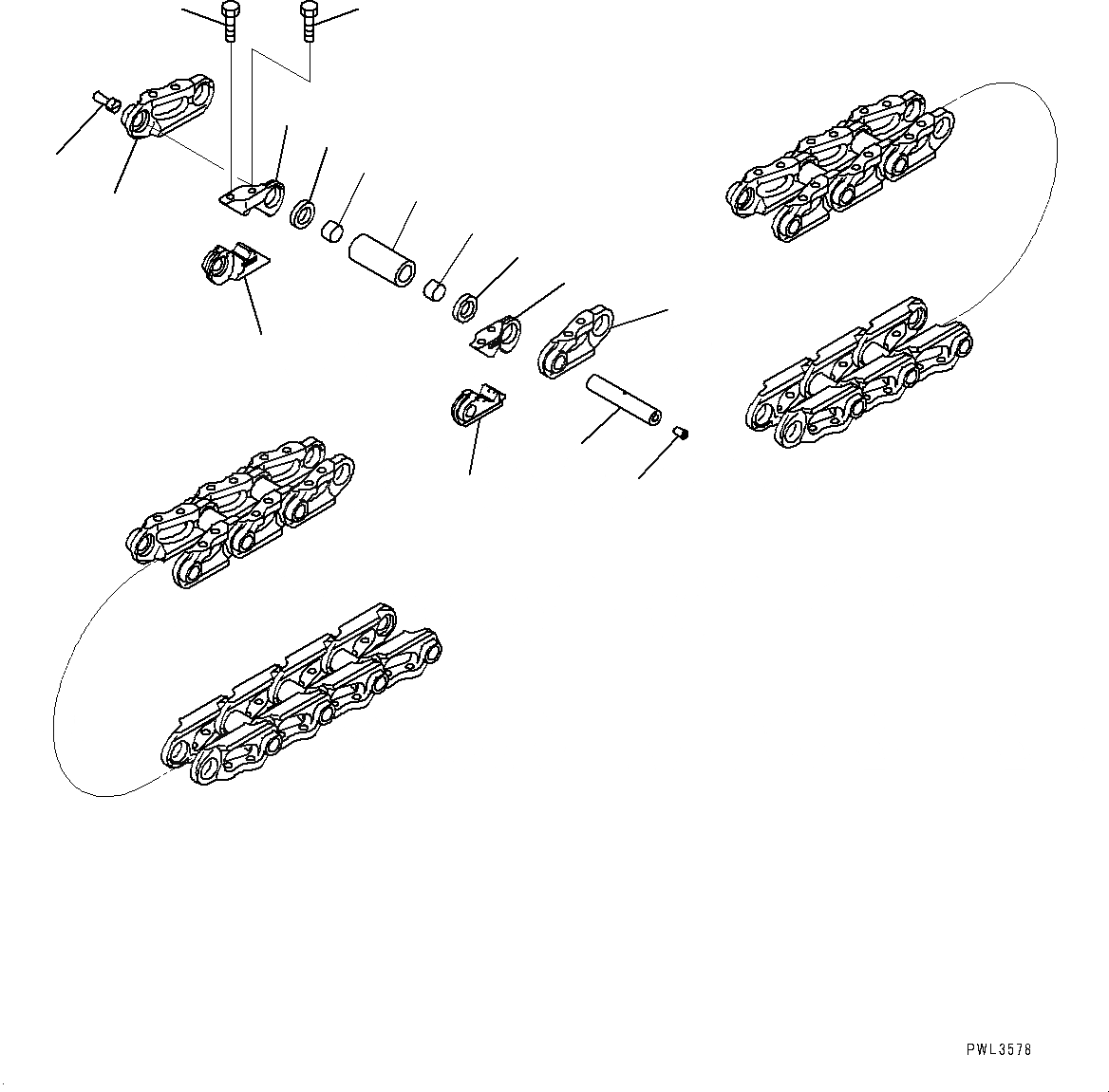 Схема запчастей Komatsu D155AX-6 - ГУСЕН. ЦЕПЬ ASSEMBLY (№88-) ГУСЕН. ЦЕПЬ ASSEMBLY, ПОДАЮЩ. ONLY, 8 SET, УПЛОТНЕНИЕED И LUBRICATED ТИП, BOGGY ТИП