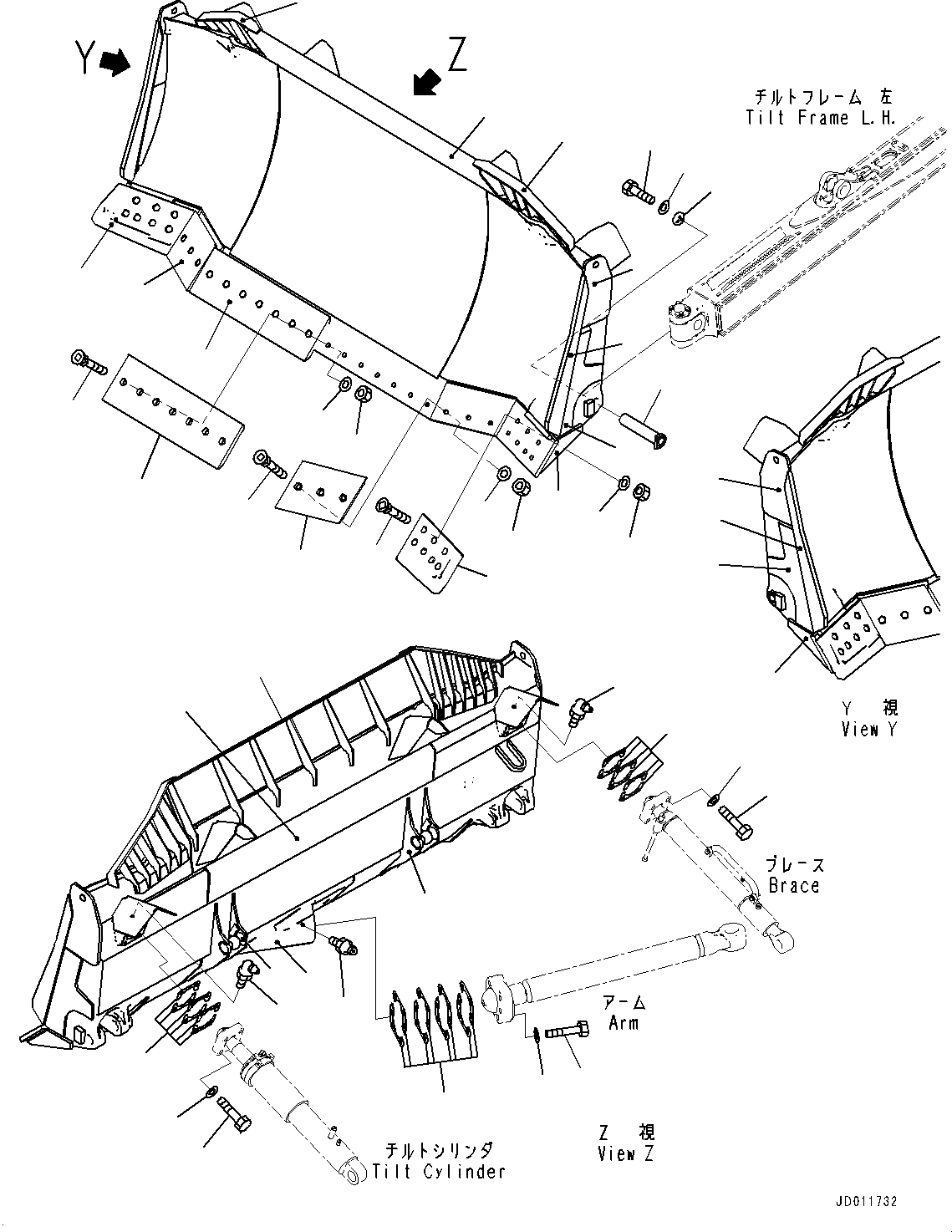 Схема запчастей Komatsu D155AX-6 - DOZER ОТВАЛ (№88-88) DOZER ОТВАЛ, ДЛЯ ОТВАЛА С ДВОЙН. ПЕРЕКОСОМ, ДЛЯ SIGMADOZER