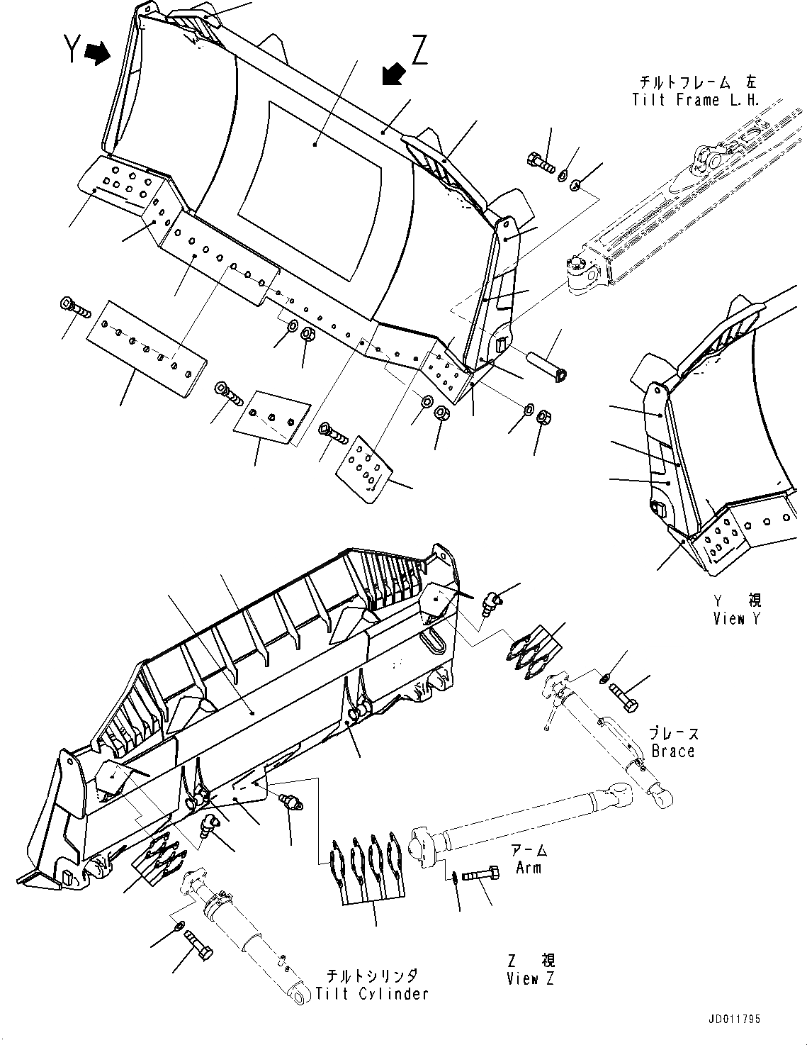 Схема запчастей Komatsu D155AX-6 - DOZER ОТВАЛ, ОТВАЛ (№88-88) DOZER ОТВАЛ, SIGMADOZER С ТОЛКАЮЩ. ПЛАСТИН.