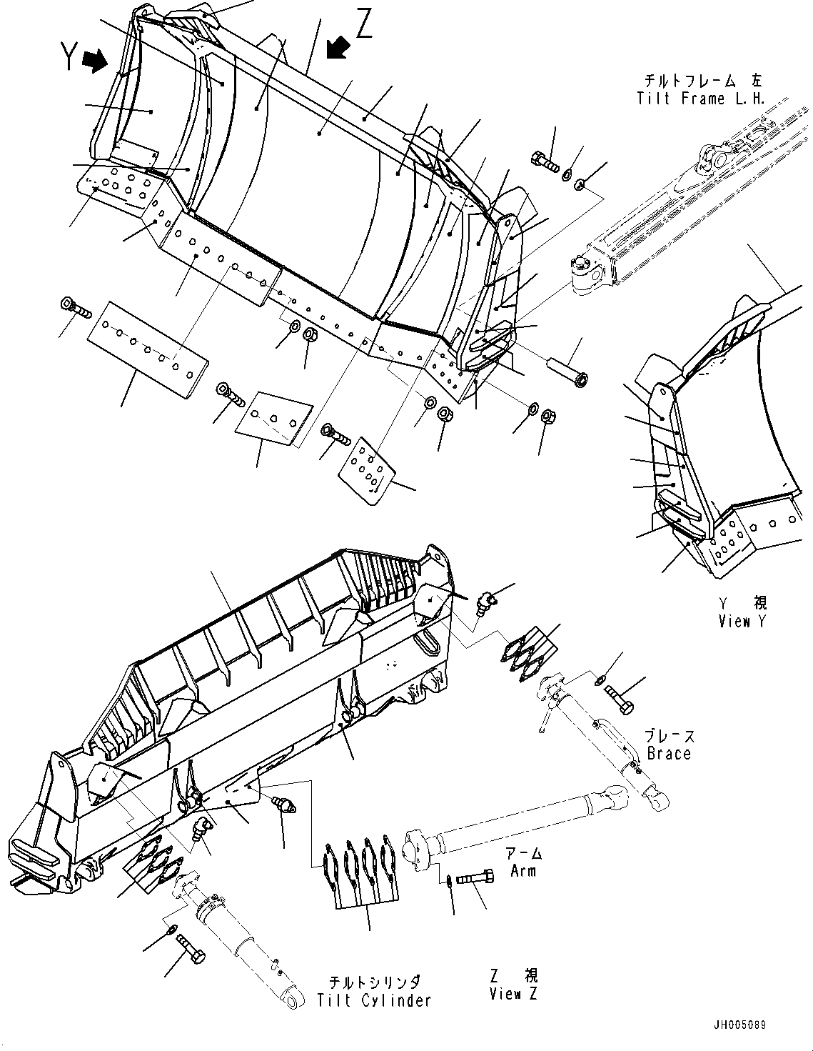 Схема запчастей Komatsu D155AX-6 - DOZER ОТВАЛ (№89-) DOZER ОТВАЛ, ДЛЯ ОТВАЛА С ДВОЙН. ПЕРЕКОСОМ, SIGMADOZER С ТОЛКАЮЩ. ПЛАСТИН., С SUPERHARD BIT И КРОМКА