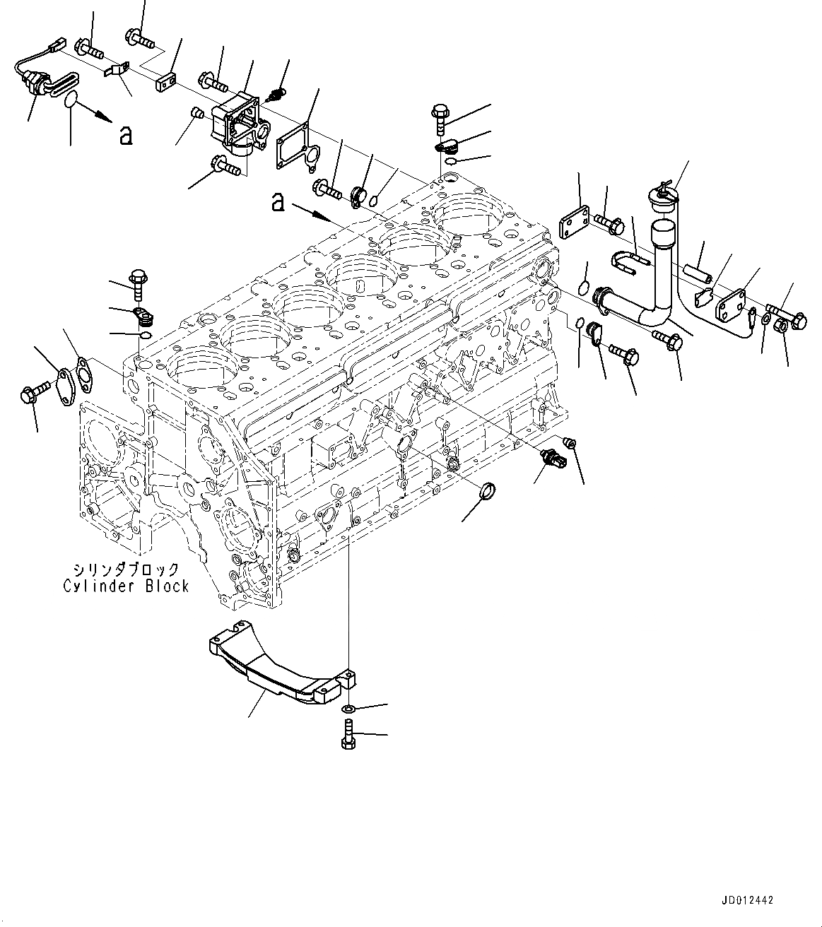 Схема запчастей Komatsu SAA6D140E-5G - ЭЛЕМЕНТЫ БЛОКА ЦИЛИНДРОВ (№7-) ЭЛЕМЕНТЫ БЛОКА ЦИЛИНДРОВ, С ПОДОГРЕВАТЕЛЬ ХЛАДАГЕНТА