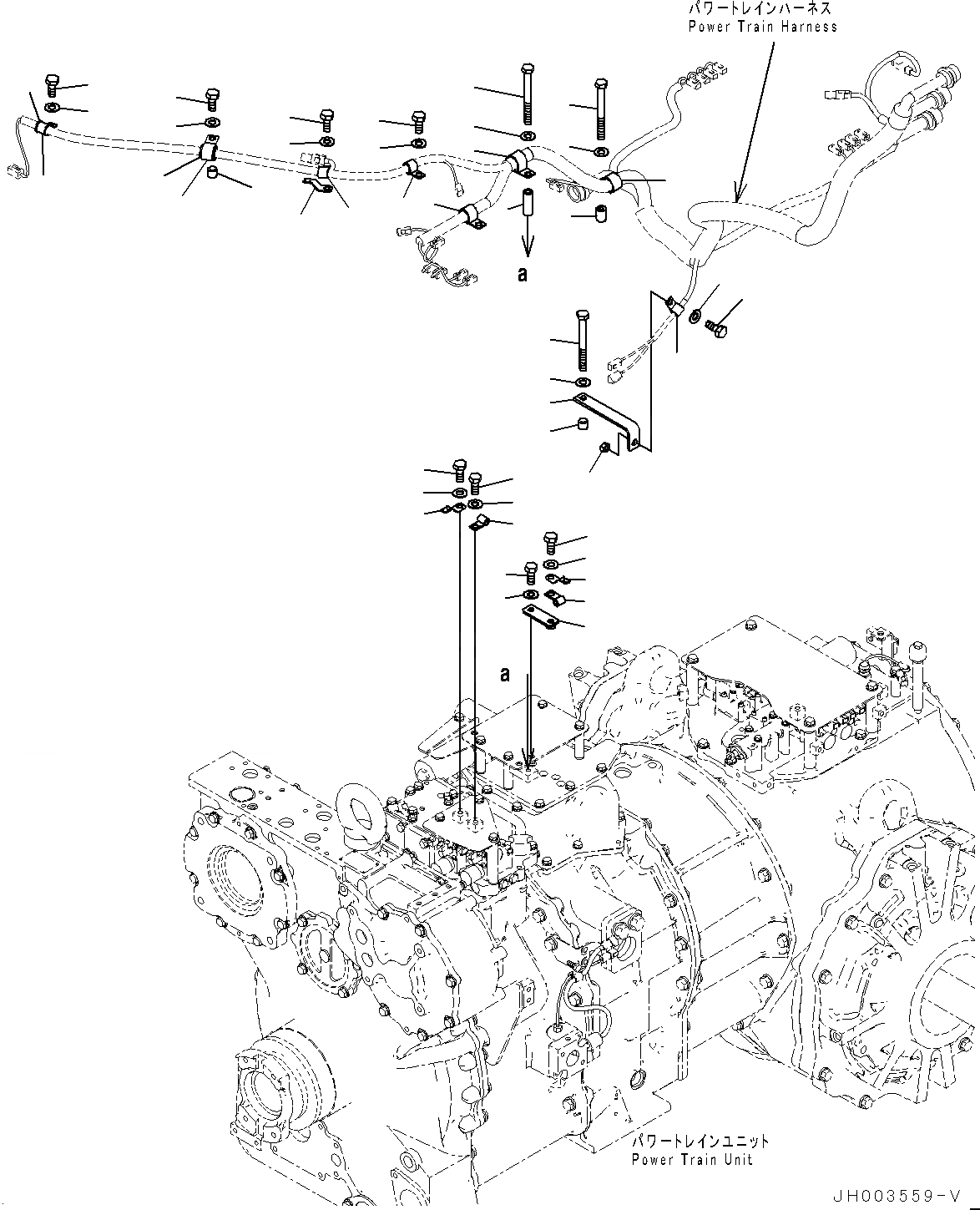 Схема запчастей Komatsu D375A-6 - ЭЛЕКТРИЧ. ПРОВОДКА ДЛЯ POWERTRAIN УПРАВЛ-Е, КРЕПЛЕНИЕ (№-) ЭЛЕКТРИЧ. ПРОВОДКА ДЛЯ POWERTRAIN УПРАВЛ-Е, С VHMS