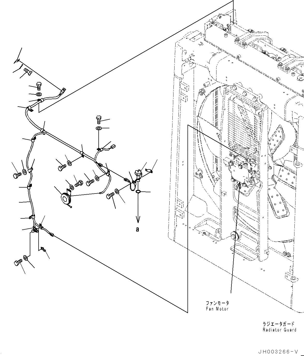 Схема запчастей Komatsu D375A-6 - ЗАЩИТА РАДИАТОРА, ПРОВОДКА (№-) ЗАЩИТА РАДИАТОРА, WIRE Э/ПРОВОДКА С NUMBERING