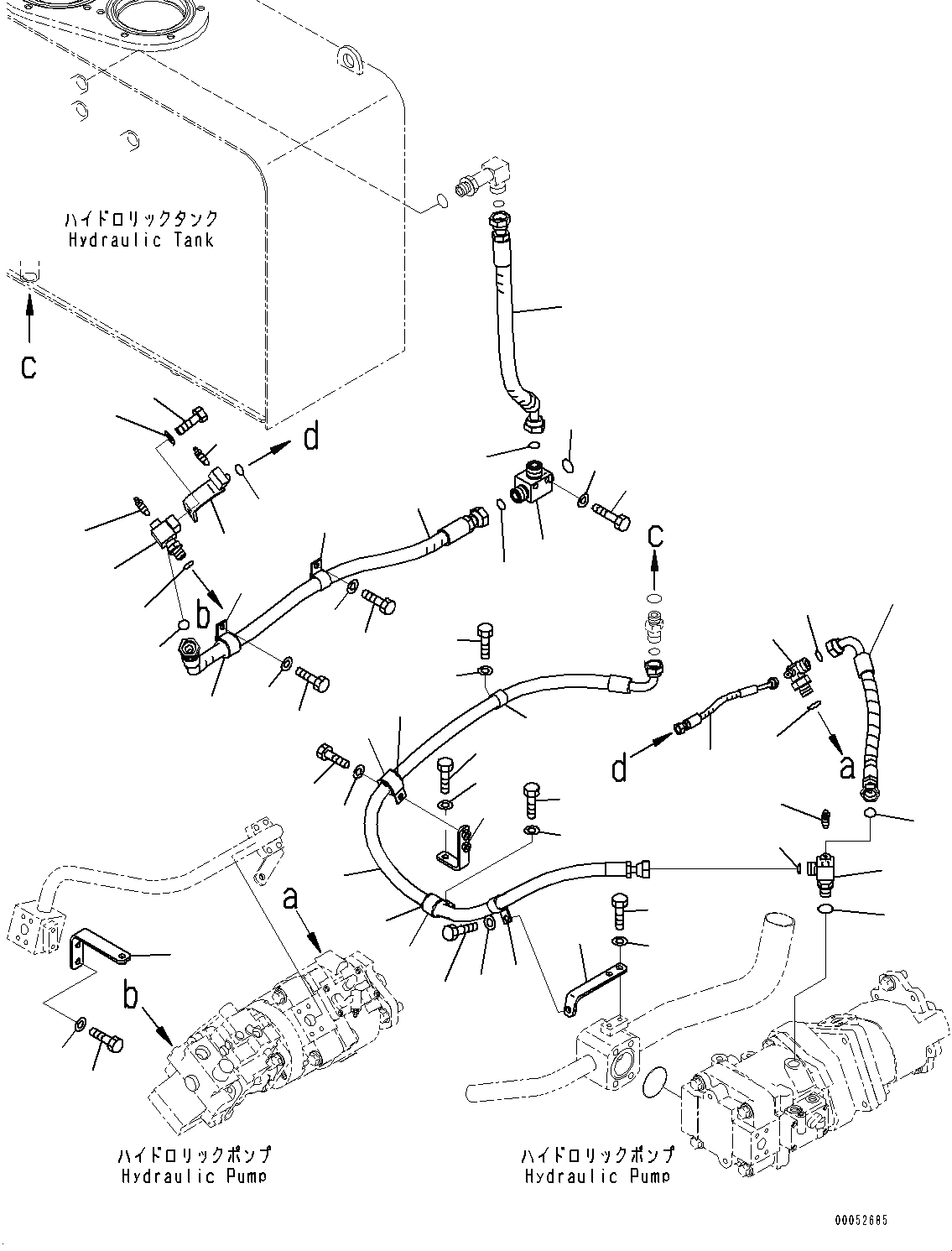 Схема запчастей Komatsu WA430-6 - ГИДР. НАСОС., ДРЕНАЖН. ТРУБЫ (№-) ГИДР. НАСОС.