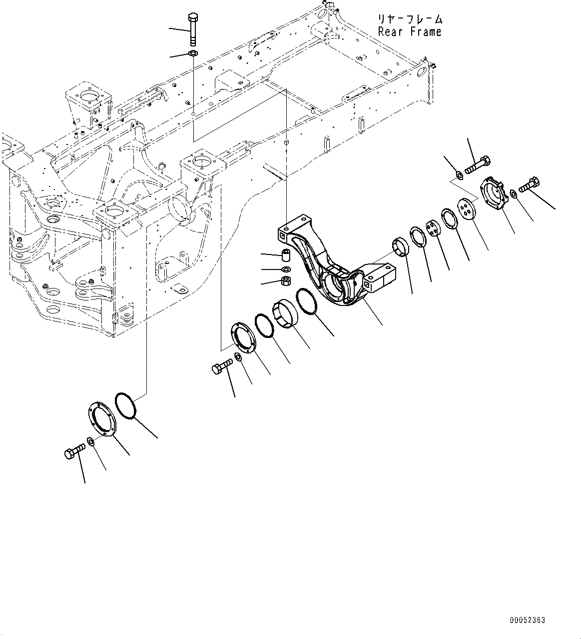 Схема запчастей Komatsu WA430-6 - СУППОРТ ЗАДНЕГО МОСТА(№-) ЗАДН. МОСТ СУППОРТ