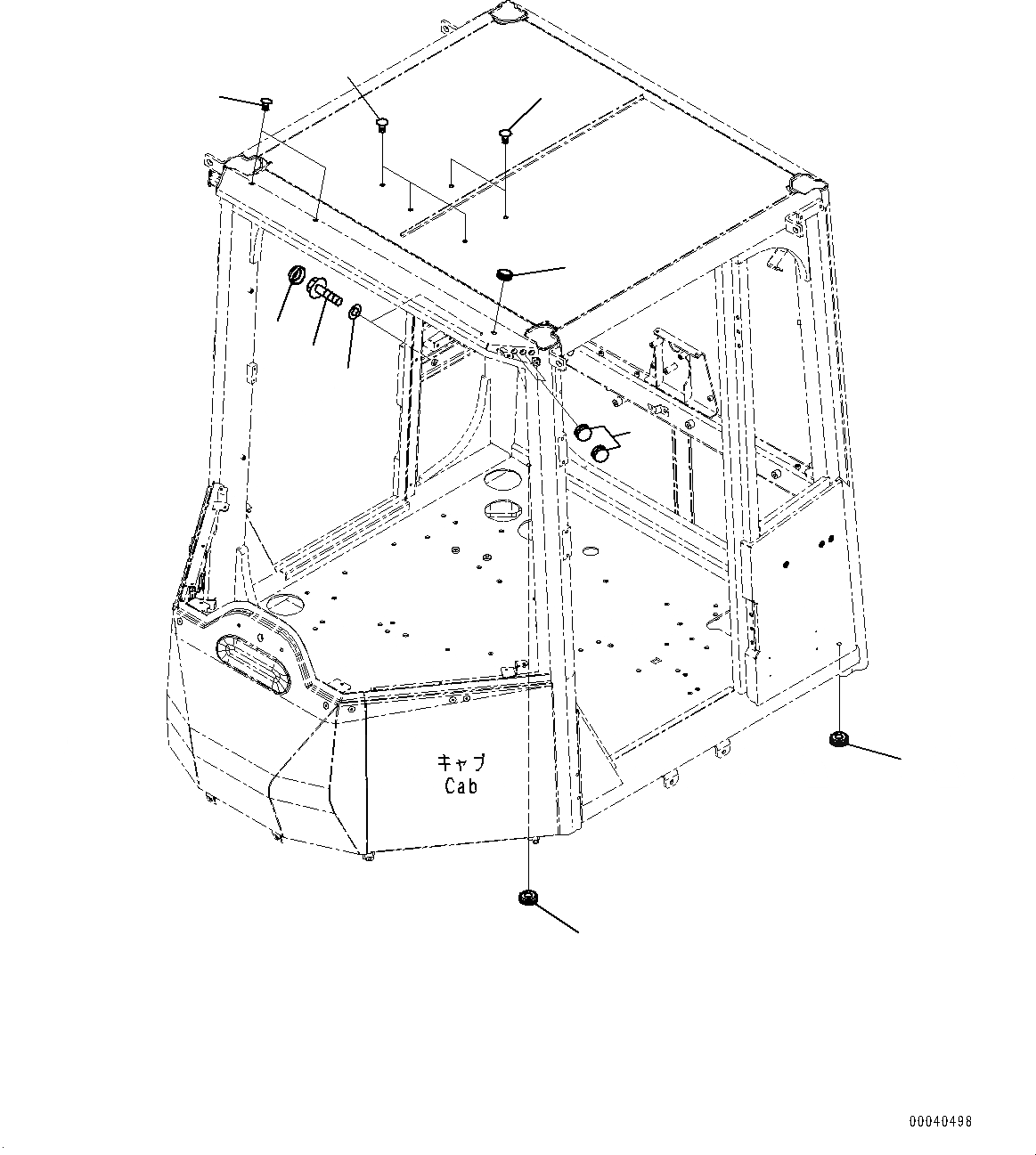 Схема запчастей Komatsu WA430-6 - КАБИНА ROPS, ЭЛЕМЕНТЫ (№-) КАБИНА ROPS, MONOCOQUE ТИП, С УДЛИНН. ВПУСК ВОЗДУХА, ПРЕФИЛЬТР МАСЛ. BATH ТИП, ДЛЯ KOMTRAX