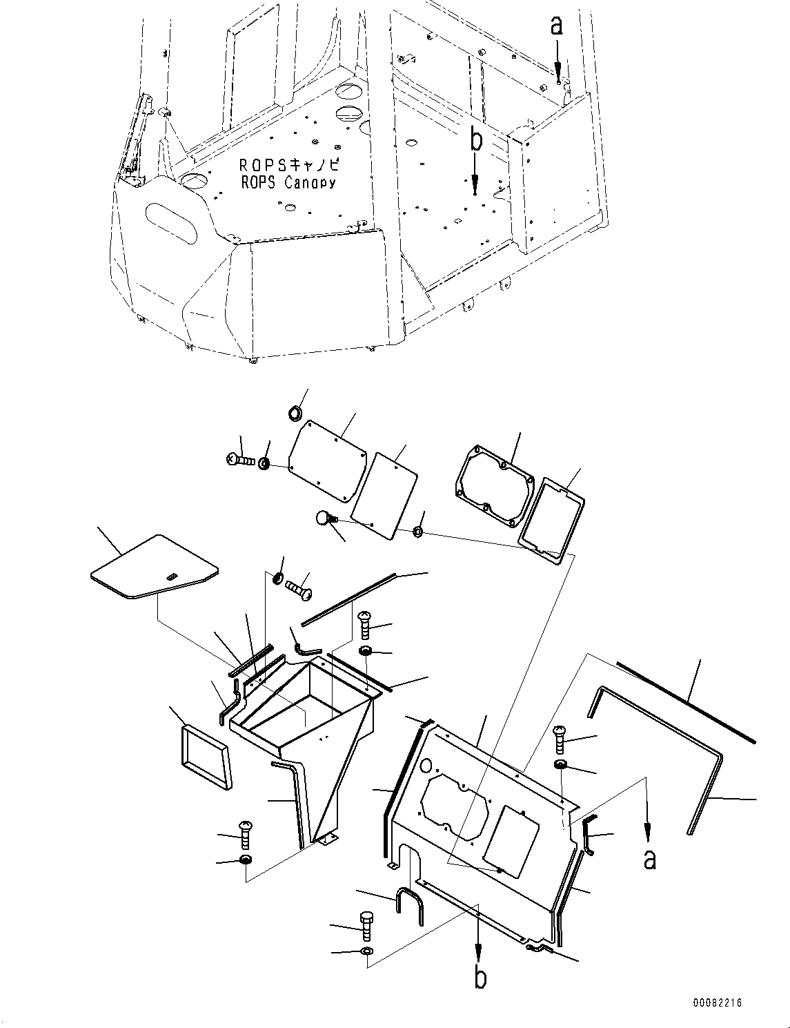 Схема запчастей Komatsu WA430-6 - ЗАДН. КОНСОЛЬ COVER, КРЫШКАAND TRAY (№-) ЗАДН. КОНСОЛЬ COVER, С СИСТЕМОЙ ROPS