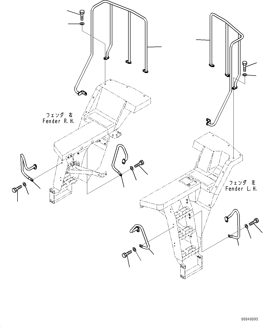 Схема запчастей Komatsu WA430-6 - ПОРУЧНИ(№-) HANDRAIL, С ЗАДН. ПОЛН. КРЫЛО