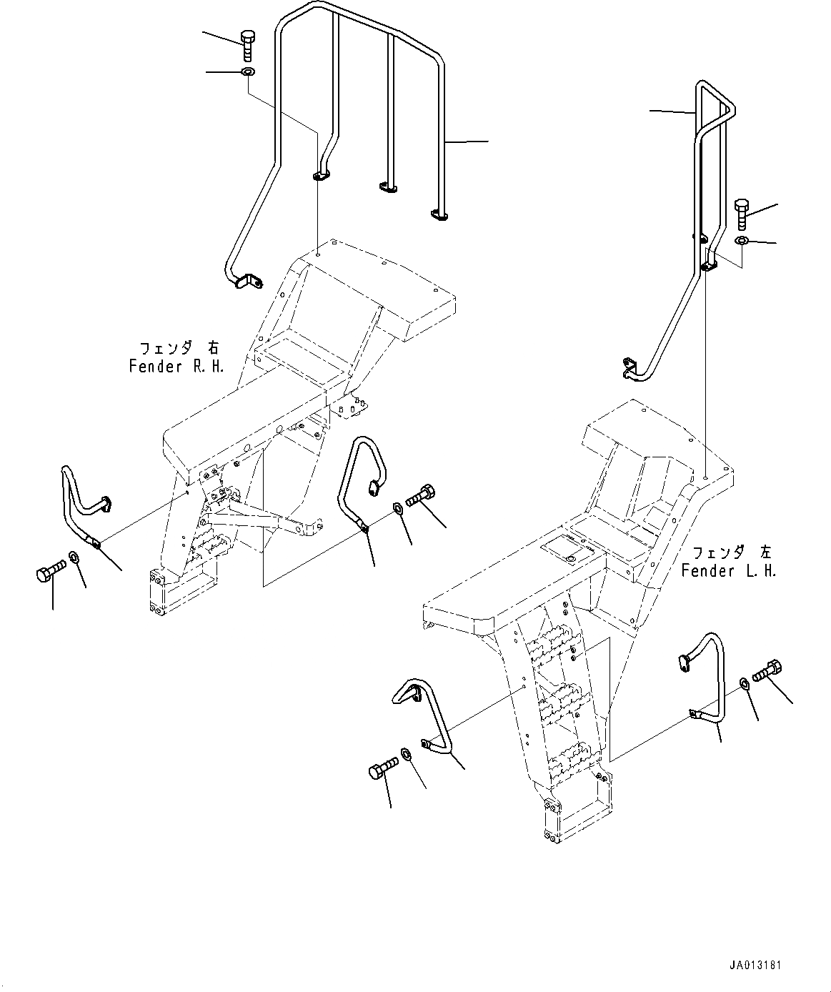 Схема запчастей Komatsu WA430-6 - ПОРУЧНИ(№-) HANDRAIL, С УДЛИНН. ВПУСК ВОЗДУХА, ПРЕФИЛЬТР МАСЛ. BATH ТИП