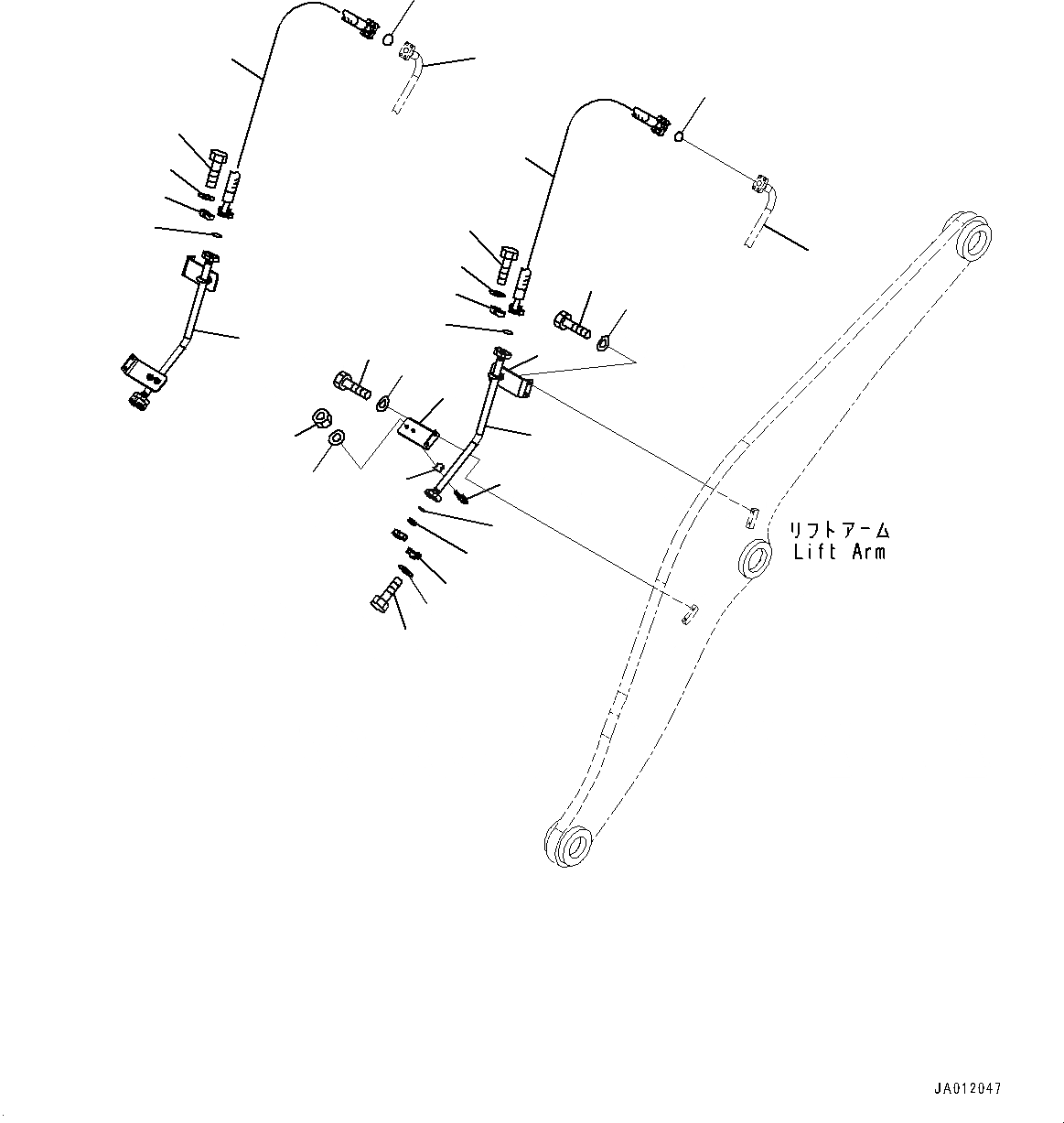 Схема запчастей Komatsu WA430-6 - РУКОЯТЬ И BELL CRANK, ТРУБЫ СТРЕЛЫ (№-) РУКОЯТЬ И BELL CRANK, С АВТОМАТИЧ.-СИСТ. СМАЗКИ СИСТЕМА