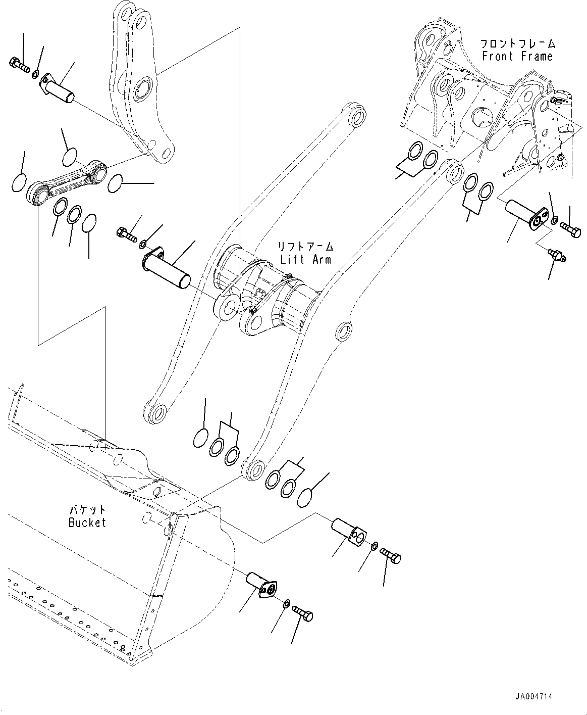 Схема запчастей Komatsu WA430-6 - РУКОЯТЬ И BELL CRANK, КРЕПЛЕНИЕ (№-) РУКОЯТЬ И BELL CRANK, С АВТОМАТИЧ.-СИСТ. СМАЗКИ СИСТЕМА