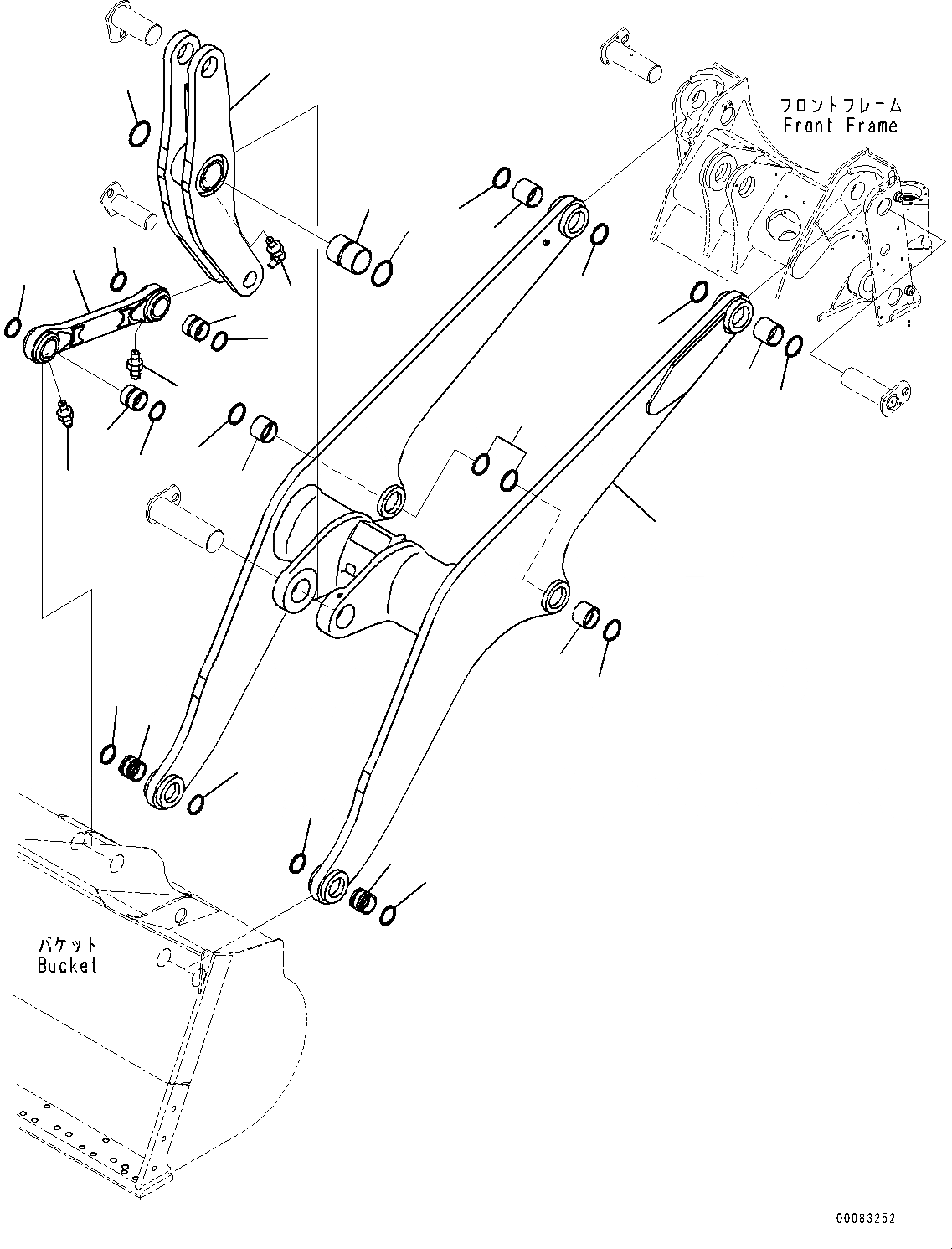 Схема запчастей Komatsu WA430-6 - РУКОЯТЬ И BELL CRANK, СТРЕЛА, BELL CRANK И СОЕДИНИТЕЛЬН. ЗВЕНО (№-) РУКОЯТЬ И BELL CRANK, С ВЫСОК. ПОДЪЕМ РУКОЯТЬ, 2-Х СЕКЦИОНН. УПРАВЛЯЮЩ. КЛАПАН