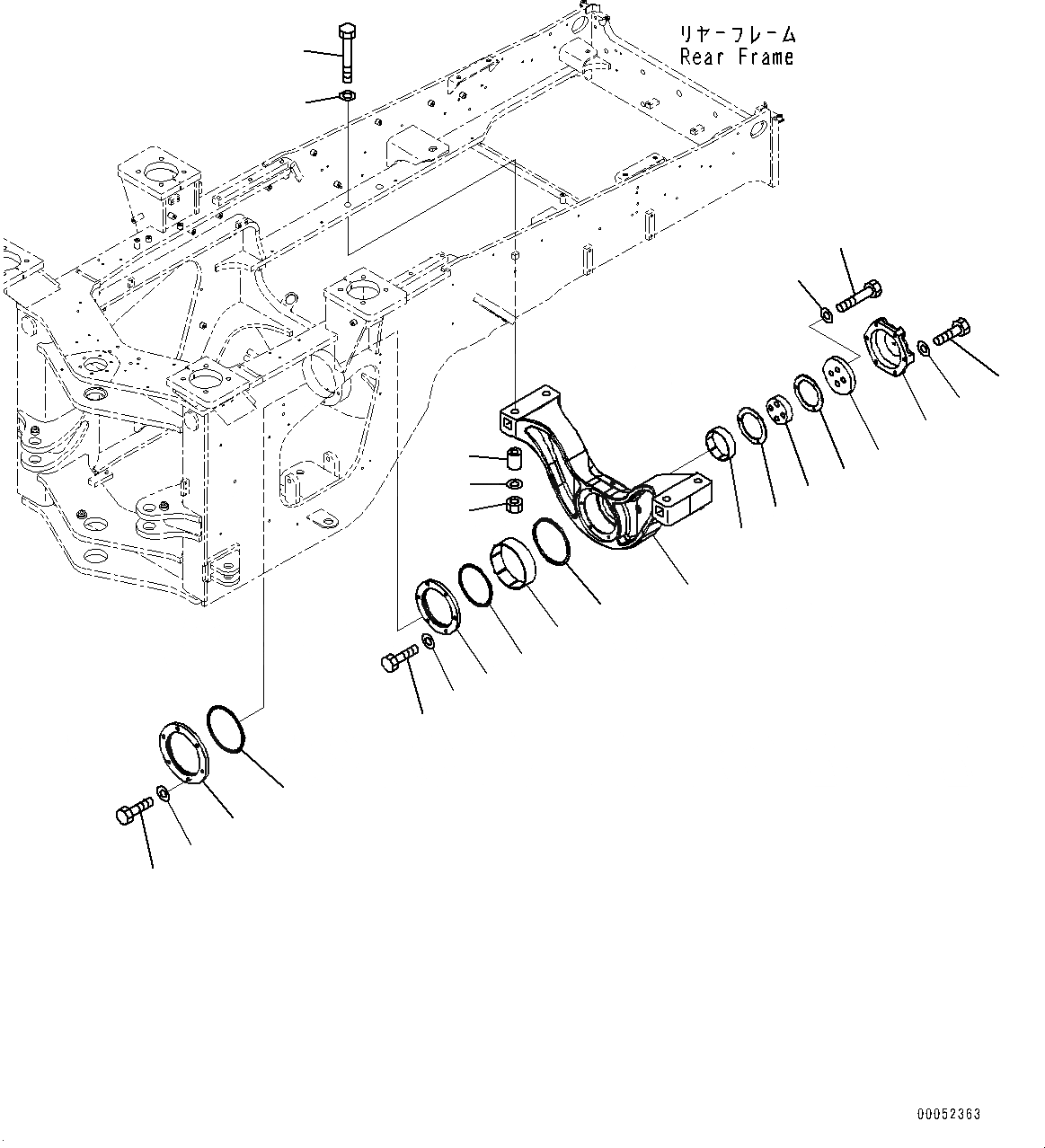 Схема запчастей Komatsu WA430-6 - СУППОРТ ЗАДНЕГО МОСТА(№-) ЗАДН. МОСТ СУППОРТ