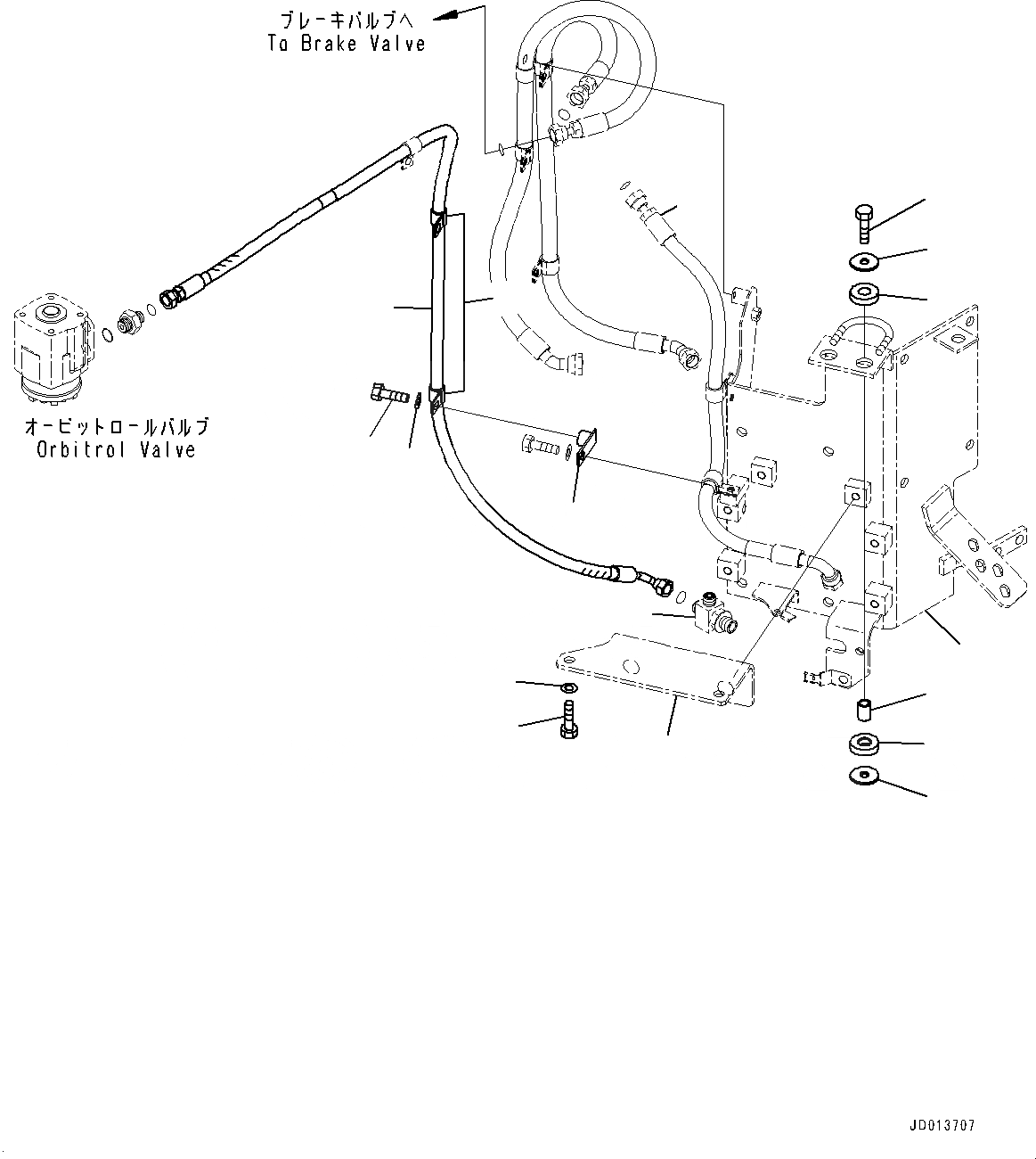 Схема запчастей Komatsu WA430-6 - УПРАВЛ-Е ТОРМОЗОМ, ЗАГРУЗОЧН. КЛАПАН ТРУБЫ (№-) УПРАВЛ-Е ТОРМОЗОМ, С ДЖОЙСТИК СИСТЕМАУПРАВЛЕНИЯ ПОВОРОТОМ