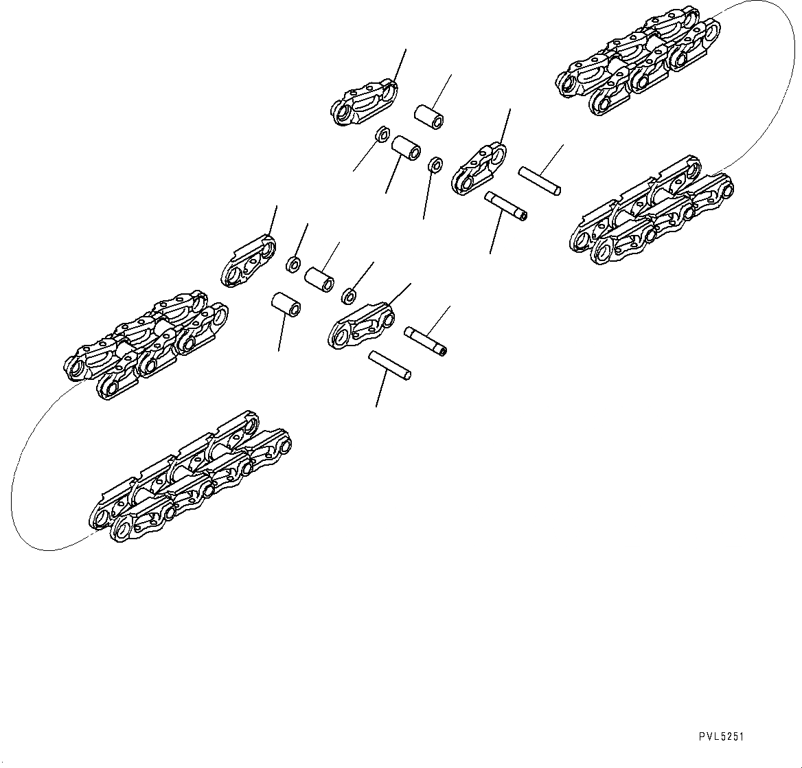 Схема запчастей Komatsu D155A-6R - ГУСЕН. ЦЕПЬ ASSEMBLY (№877-) ГУСЕН. ЦЕПЬ ASSEMBLY, ЖЕСТК., ПОДАЮЩ. ONLY, 8 SET, СМАЗ. УПЛОТНЕНИЕED ТИП, УДЛИНН. ВТУЛКА