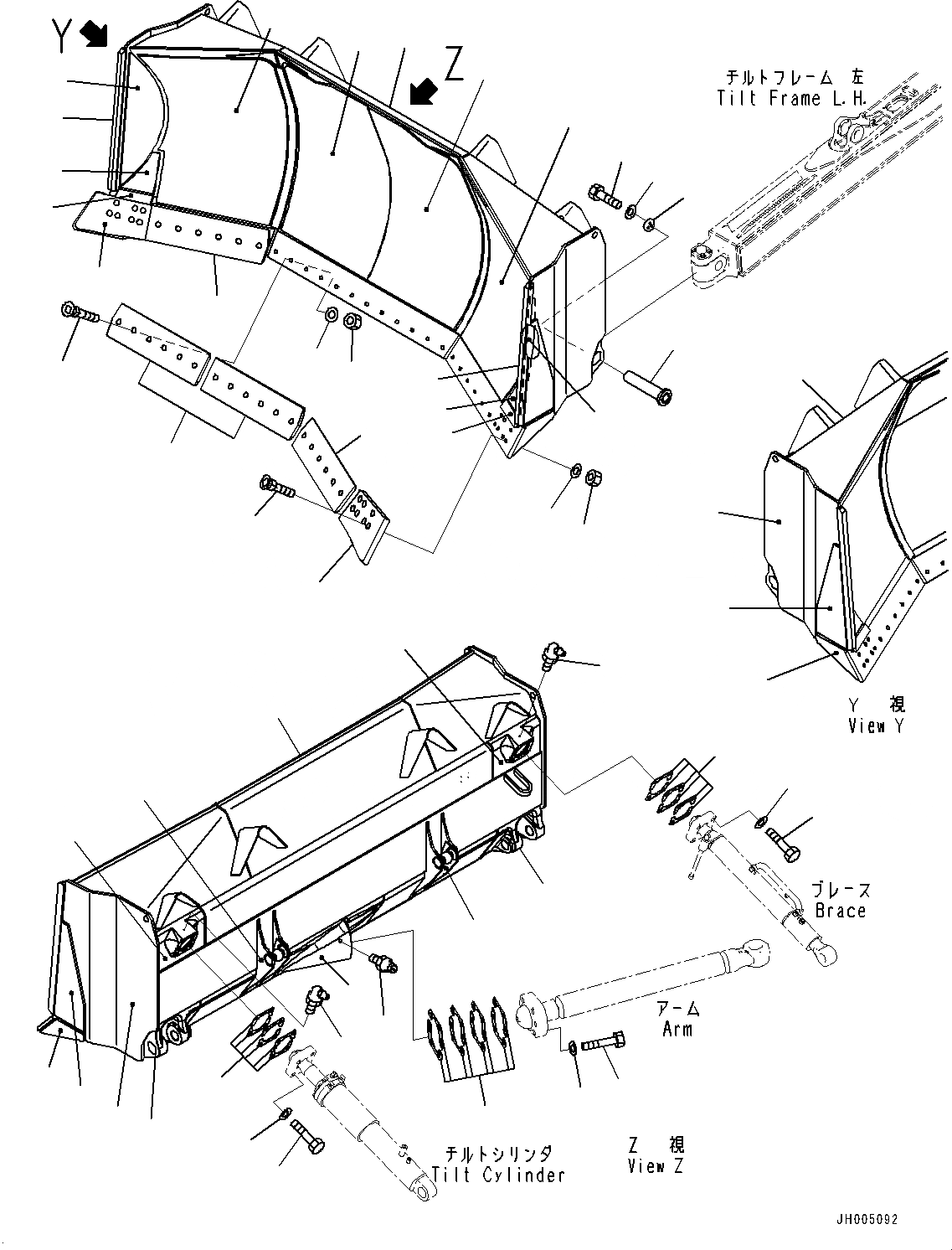 Схема запчастей Komatsu D155A-6R - DOZER ОТВАЛ (№89-) DOZER ОТВАЛ, УСИЛ. U DOZER